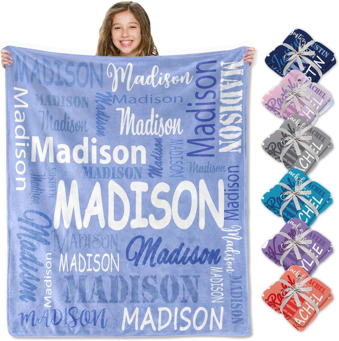 Ships Next Day, Personalized Blankets and Throws Custom Blanket with Name Customized Flannel Blanket for Kids Christmas Blanket Gifts for Teen Girls Boys