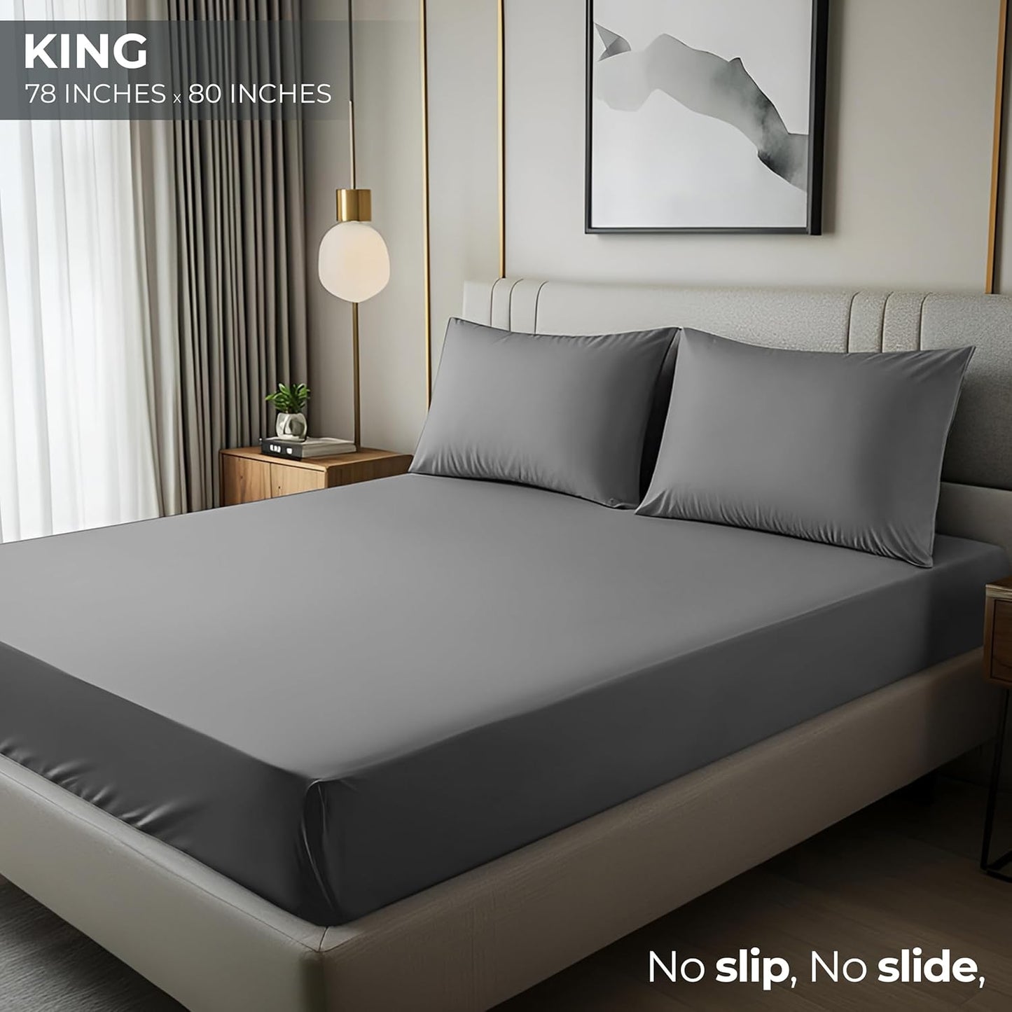 Utopia Bedding King Fitted Sheet - Bottom Sheet - Deep Pocket - Soft Microfiber - Shrinkage and Fade Resistant - Easy Care -1 Fitted Sheet Only (Grey)
