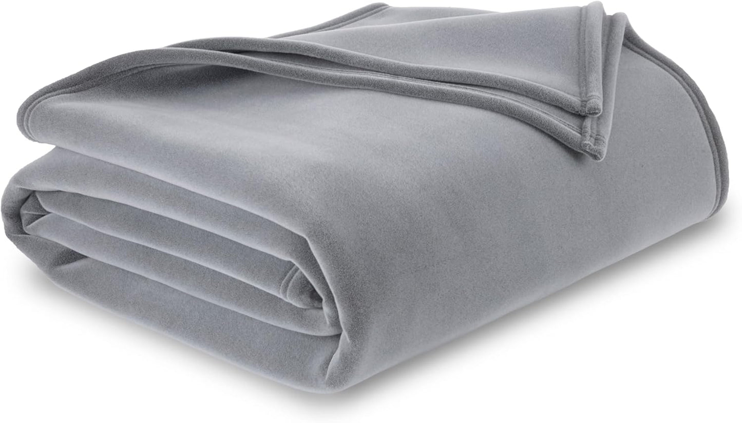 Vellux Queen Size Blanket - All Season Luxury Warm Micro plush Lightweight Thermal Fleece Blankets - Perfect For Couch Bed Sofa - Breathable Bed Blankets Queen Size - Hotel Quality (90x90 Inch, Ivory)