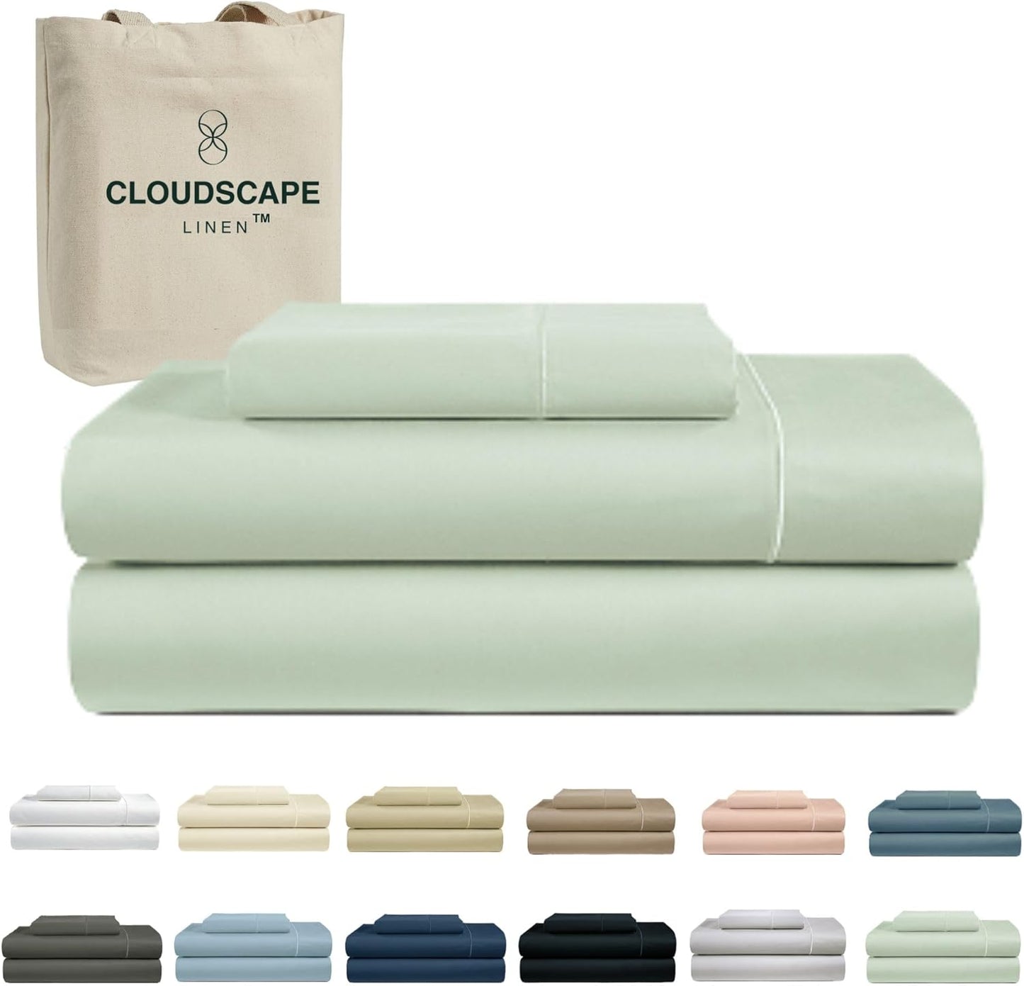 Cloud Scape Linen 100% Egyptian Cotton Sheets for Queen Size Bed, 4 Pieces Bedding Set, 1000 Thread Count, Hotel Quality, Silky Soft, Deep Pockets up to 17”, French Blue