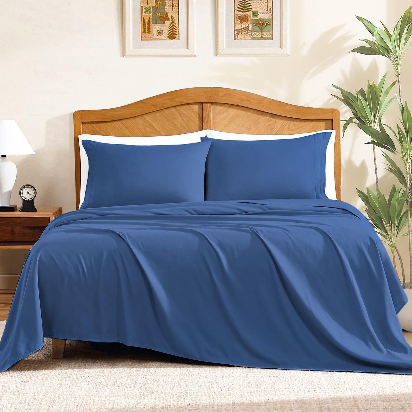 ClevaHome Sheet Set Queen Size, 4-Piece Bedding, Lightweight & Super Soft Easy Care Microfiber– Shrinkage & Fade Resistant Bedding Set with 14'' Deep Pockets (Sandy Beige)
