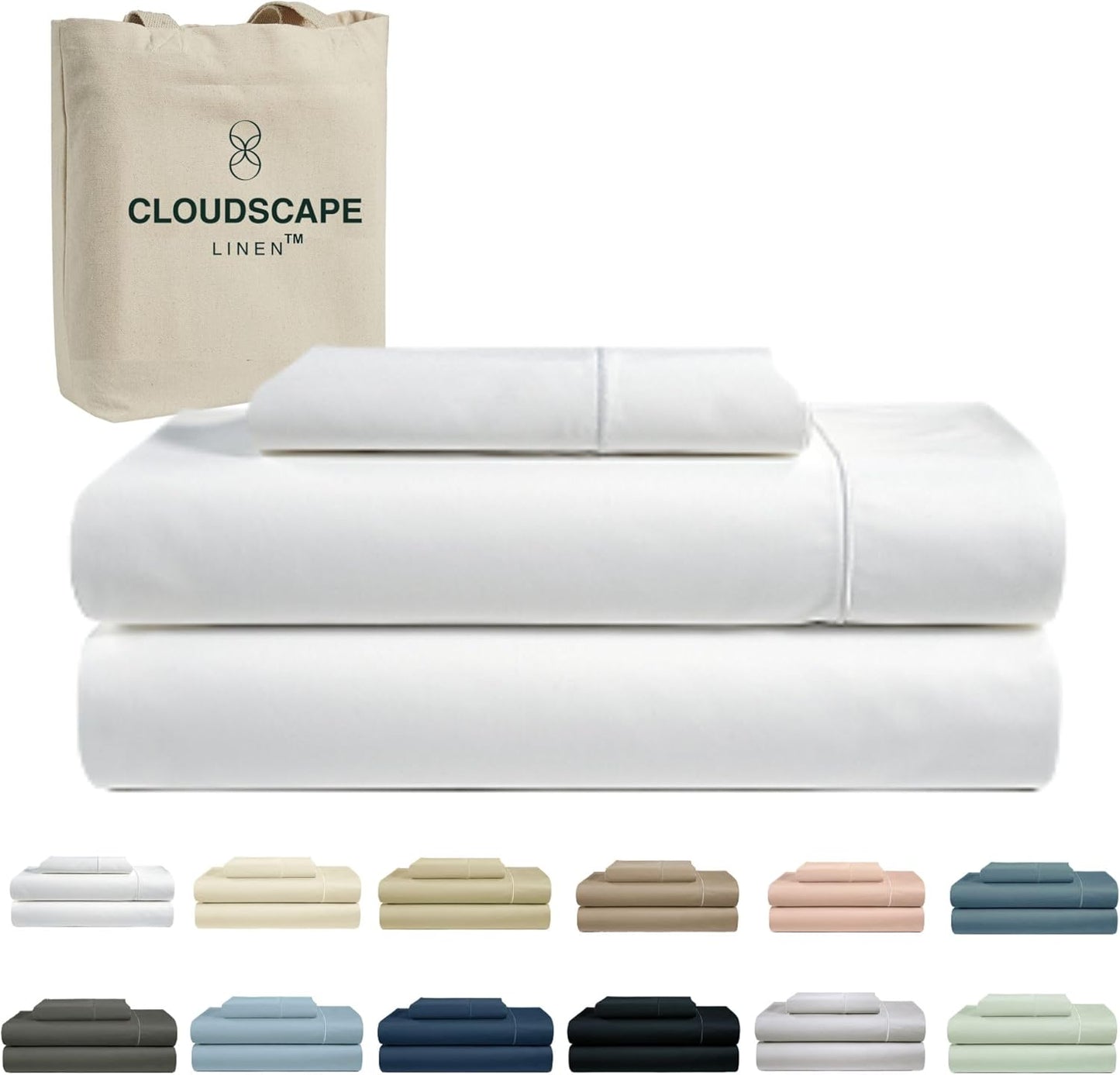 Cloud Scape Linen 100% Egyptian Cotton Sheets for Queen Size Bed, 4 Pieces Bedding Set, 1000 Thread Count, Hotel Quality, Silky Soft, Deep Pockets up to 17”, French Blue