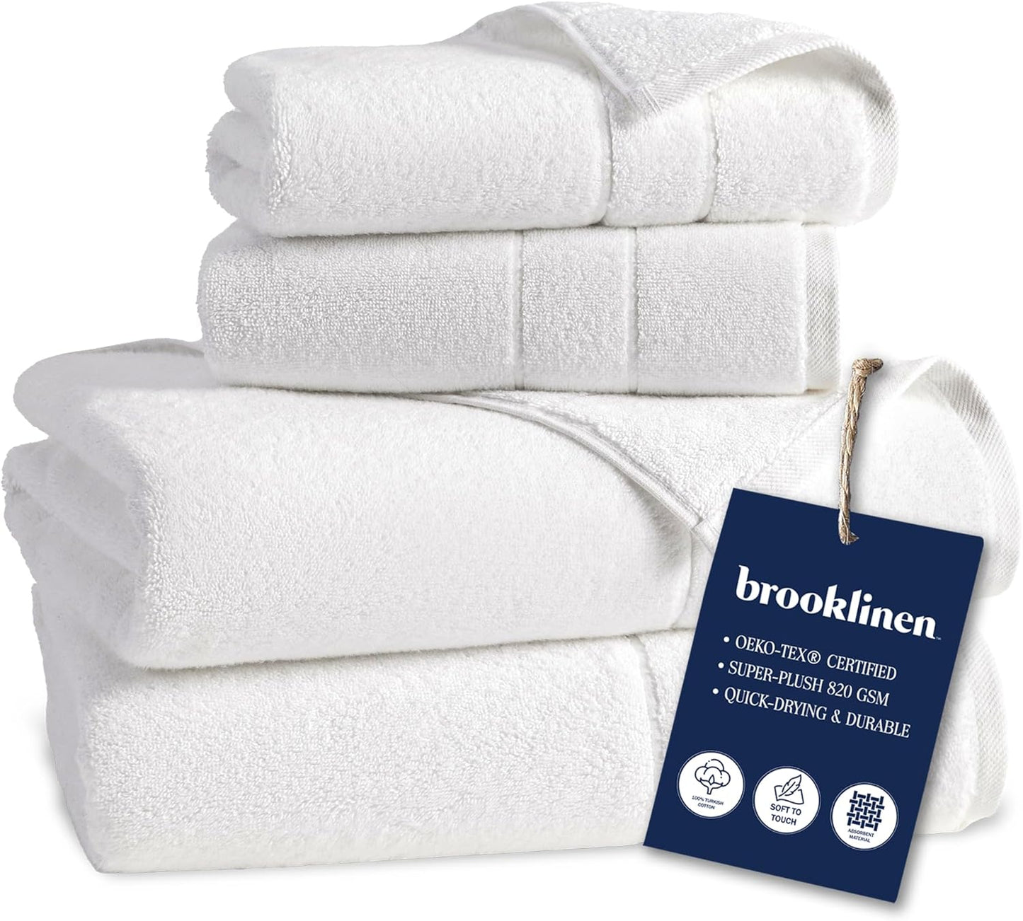 Brooklinen Super-Plush Turkish Cotton Bath Towels Set of 2 Cotton, 820 GSM, Machine Washable, Perfect Bath Towels for Bathroom, Spa & Shower (30" x 58", Smoke Grey)