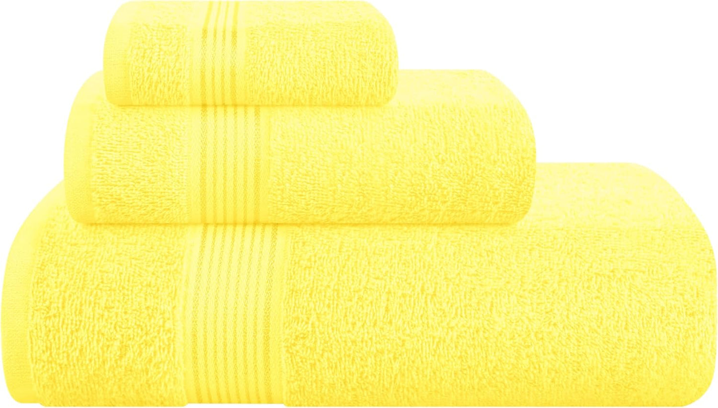 Belizzi Home Ultra Soft 3 Pack Cotton Towel Set, Contains a Bath Towel 28x55 inch, a Hand Towel 16x24 inch & a Wash Coth 12x12 inch, Ideal Everyday use, Compact & Lightweight - Black