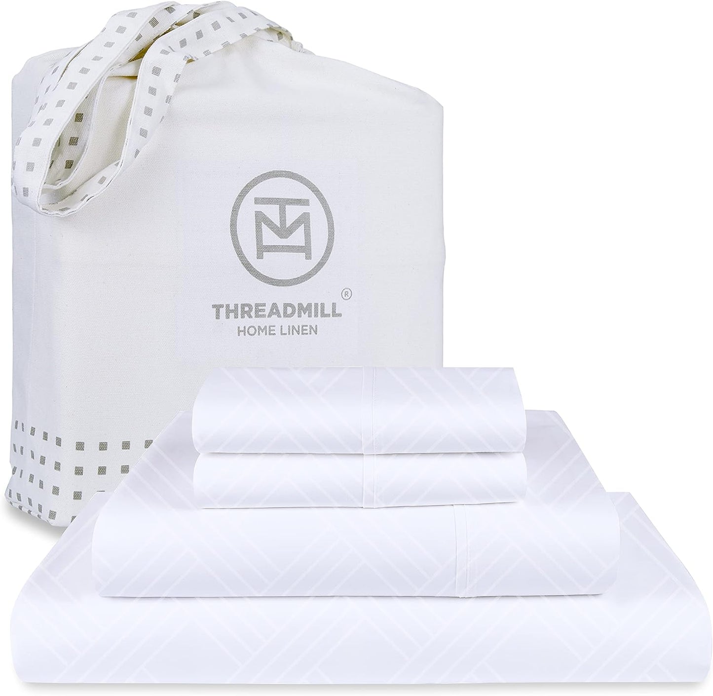 Threadmill Luxury 800 Thread Count King 100% Cotton Sheets - Hotel White Sateen Weave Bed-Sheets, Better Than Egyptian Cotton, 4 Pc Solid Soft Bed Set, Fits 16" Deep Pocket