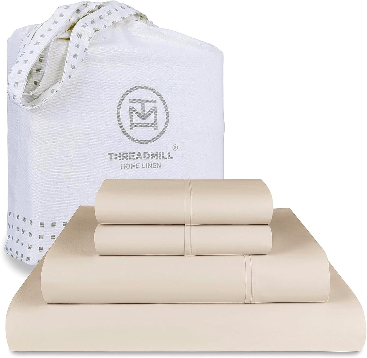 Threadmill Luxury 800 Thread Count King 100% Cotton Sheets - Hotel White Sateen Weave Bed-Sheets, Better Than Egyptian Cotton, 4 Pc Solid Soft Bed Set, Fits 16" Deep Pocket