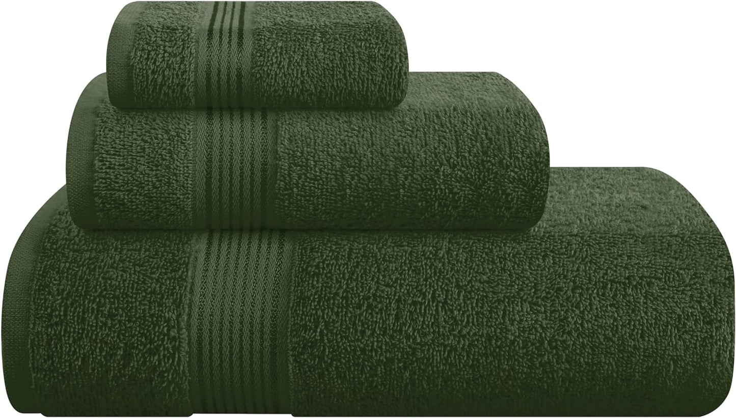 Belizzi Home Ultra Soft 3 Pack Cotton Towel Set, Contains a Bath Towel 28x55 inch, a Hand Towel 16x24 inch & a Wash Coth 12x12 inch, Ideal Everyday use, Compact & Lightweight - Black