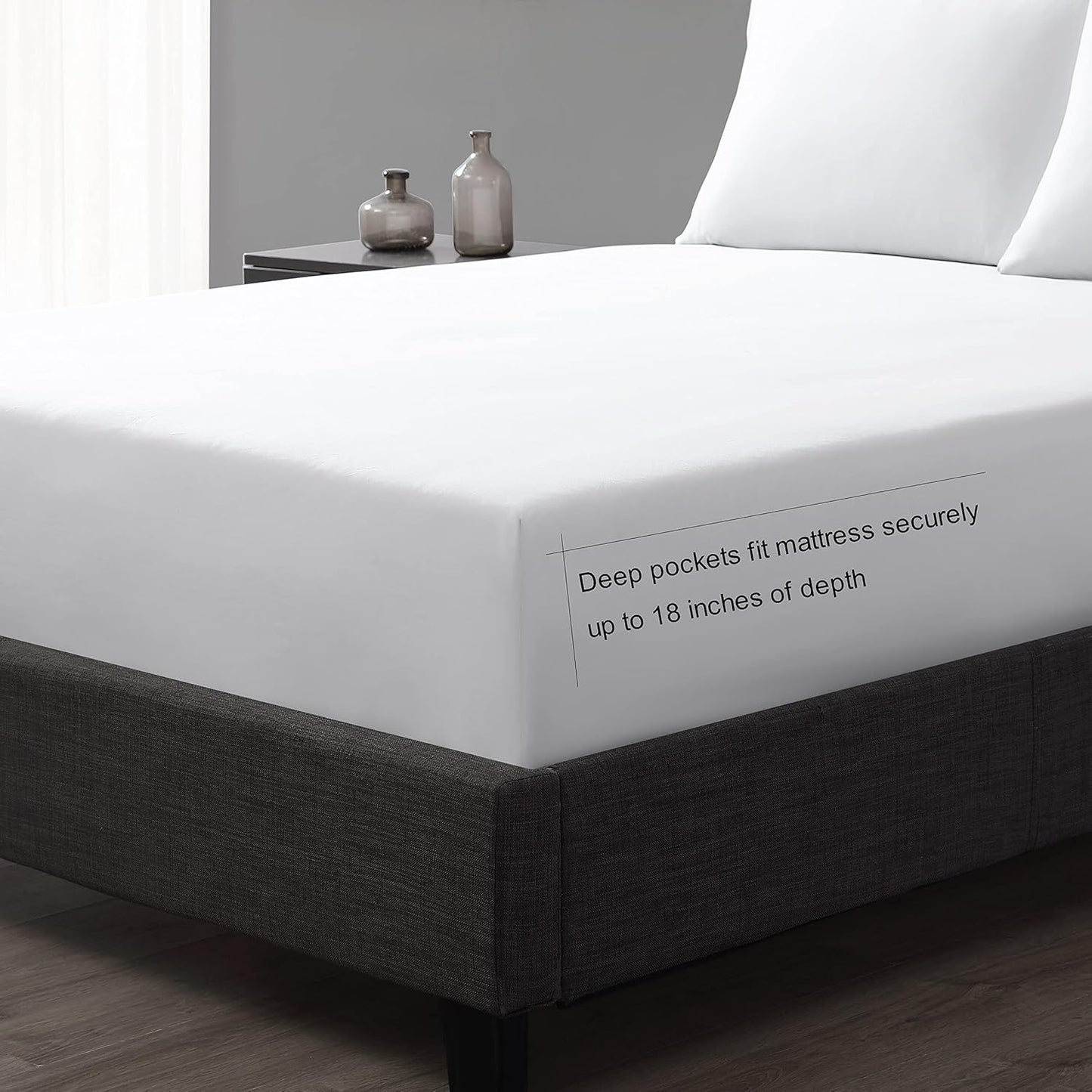 Vera Wang - King Sheet Set, Luxury Sateen Cotton Bedding, 800 Thread Count, Soft & Smooth Home Decor (White,4 pcs, King)