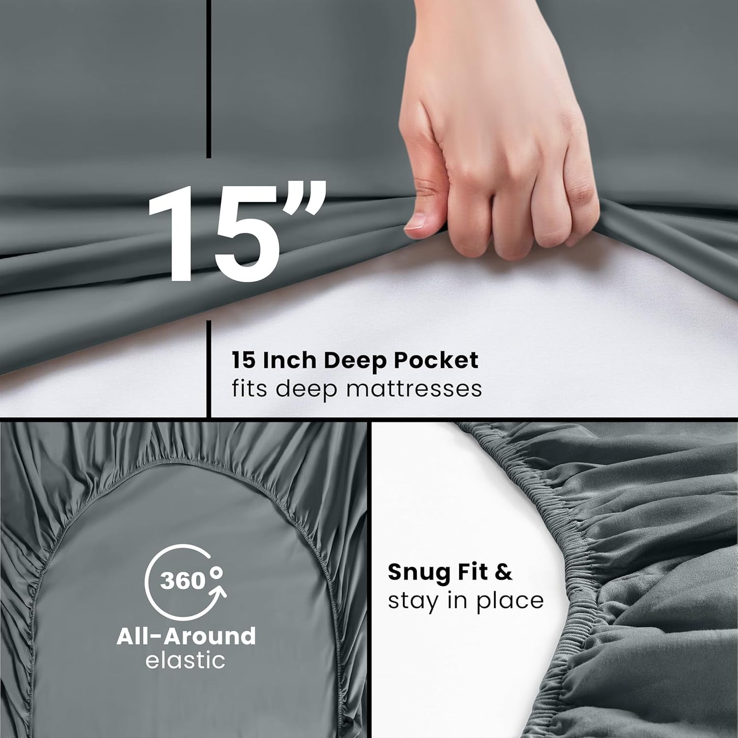 Utopia Bedding King Fitted Sheet - Bottom Sheet - Deep Pocket - Soft Microfiber - Shrinkage and Fade Resistant - Easy Care -1 Fitted Sheet Only (Grey)