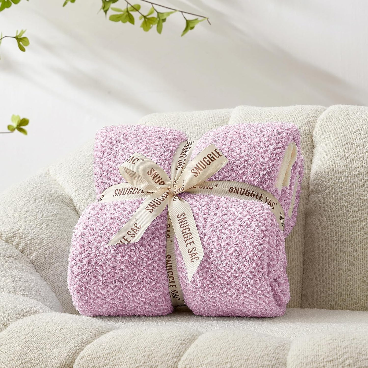 Snuggle Sac Heather Taupe Throw Blanket for Couch, Reversible Super Soft Knitted Blankets Warm Cozy Knit Fuzzy Plush Lightweight Throws for Sofa, Bed, Camping, Picnic, Taupe, 50x60 inches