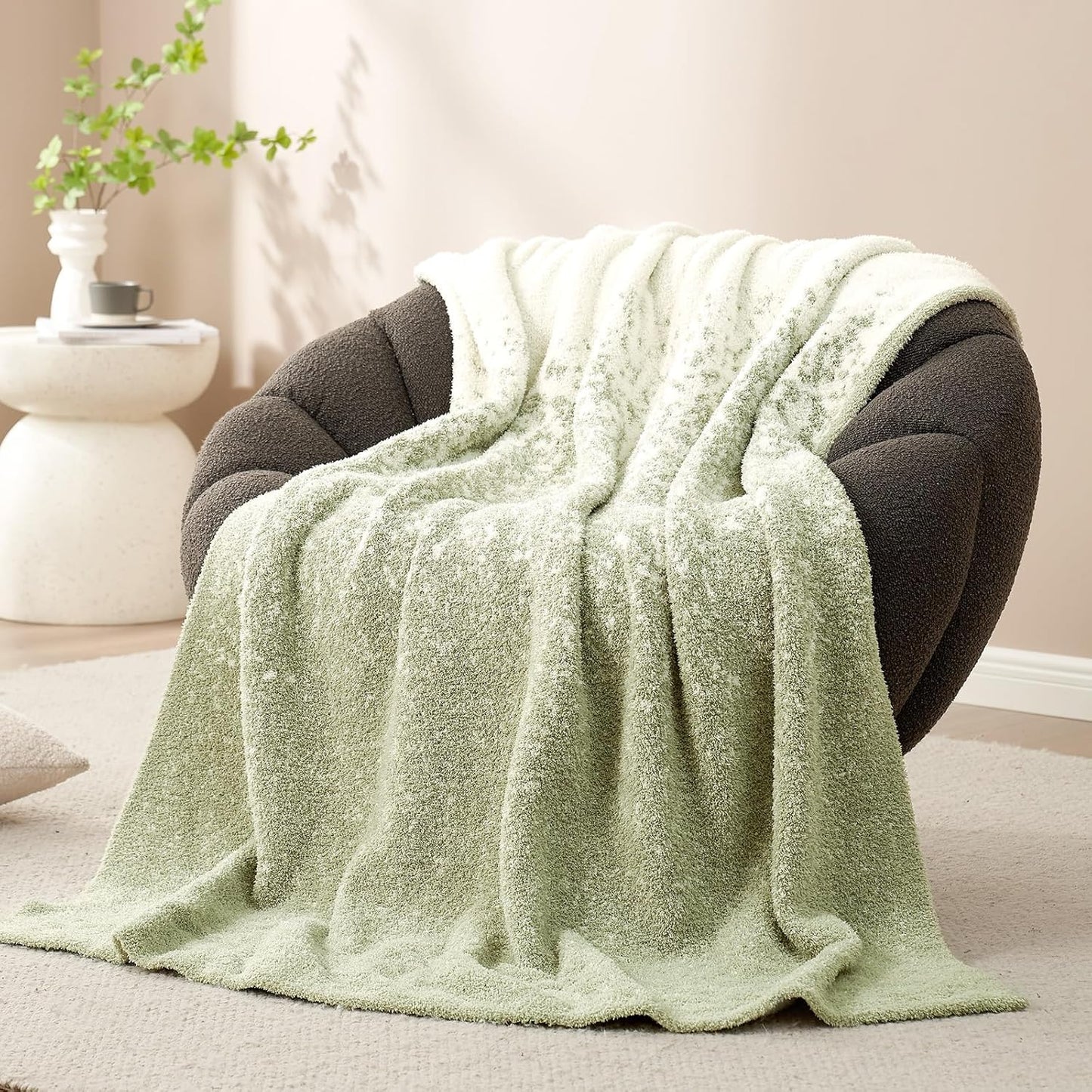 Snuggle Sac Heather Taupe Throw Blanket for Couch, Reversible Super Soft Knitted Blankets Warm Cozy Knit Fuzzy Plush Lightweight Throws for Sofa, Bed, Camping, Picnic, Taupe, 50x60 inches