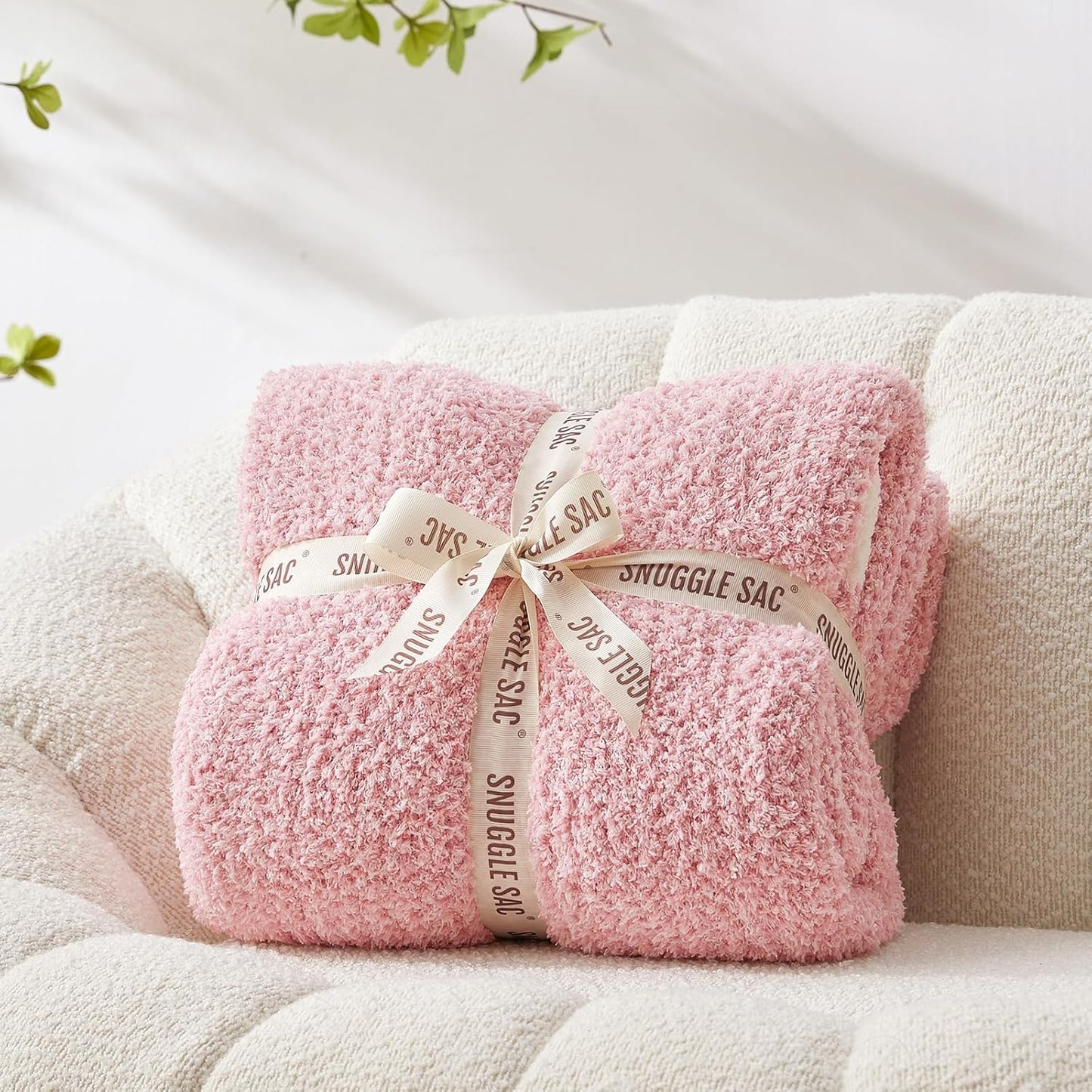 Snuggle Sac Heather Taupe Throw Blanket for Couch, Reversible Super Soft Knitted Blankets Warm Cozy Knit Fuzzy Plush Lightweight Throws for Sofa, Bed, Camping, Picnic, Taupe, 50x60 inches