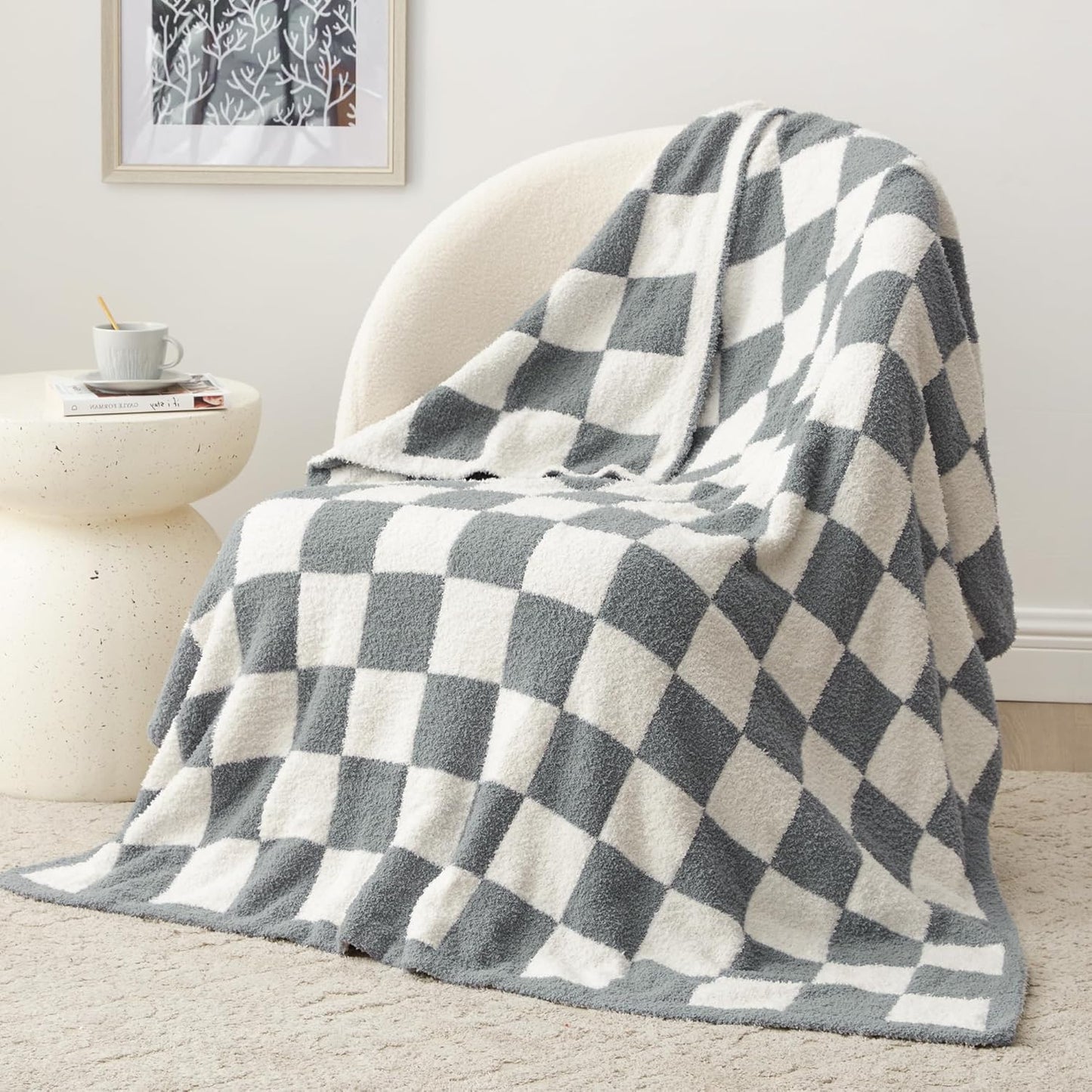 EXQ Home Fleece Throw Blanket for Couch or Bed - 3D Imitation Turtle Shell Jacquard Decorative Blankets - Cozy Soft Lightweight Fuzzy Flannel Blanket Suitable for All Seasons(50"×60",Beige)