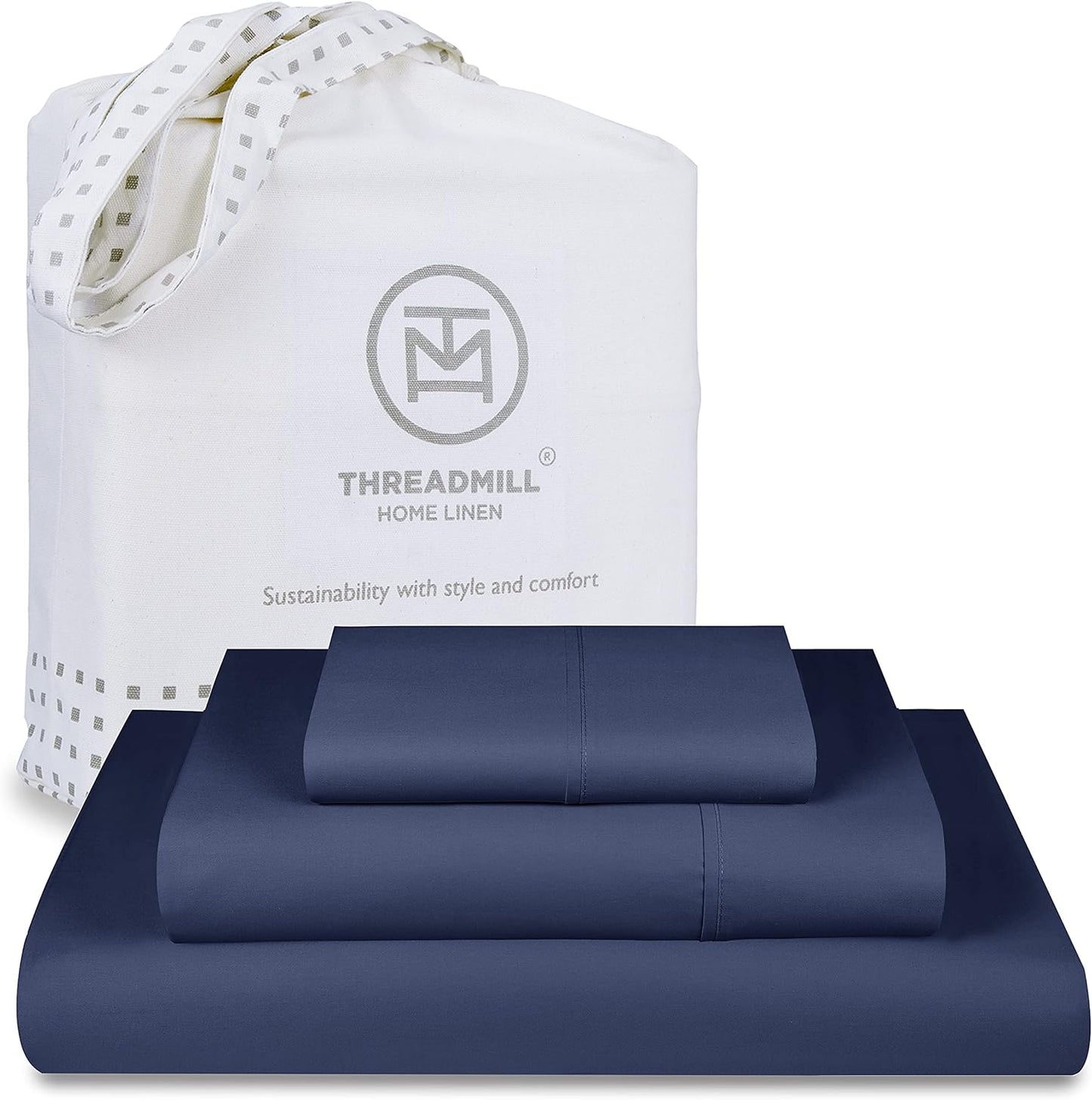 Threadmill Luxury 800 Thread Count King 100% Cotton Sheets - Hotel White Sateen Weave Bed-Sheets, Better Than Egyptian Cotton, 4 Pc Solid Soft Bed Set, Fits 16" Deep Pocket