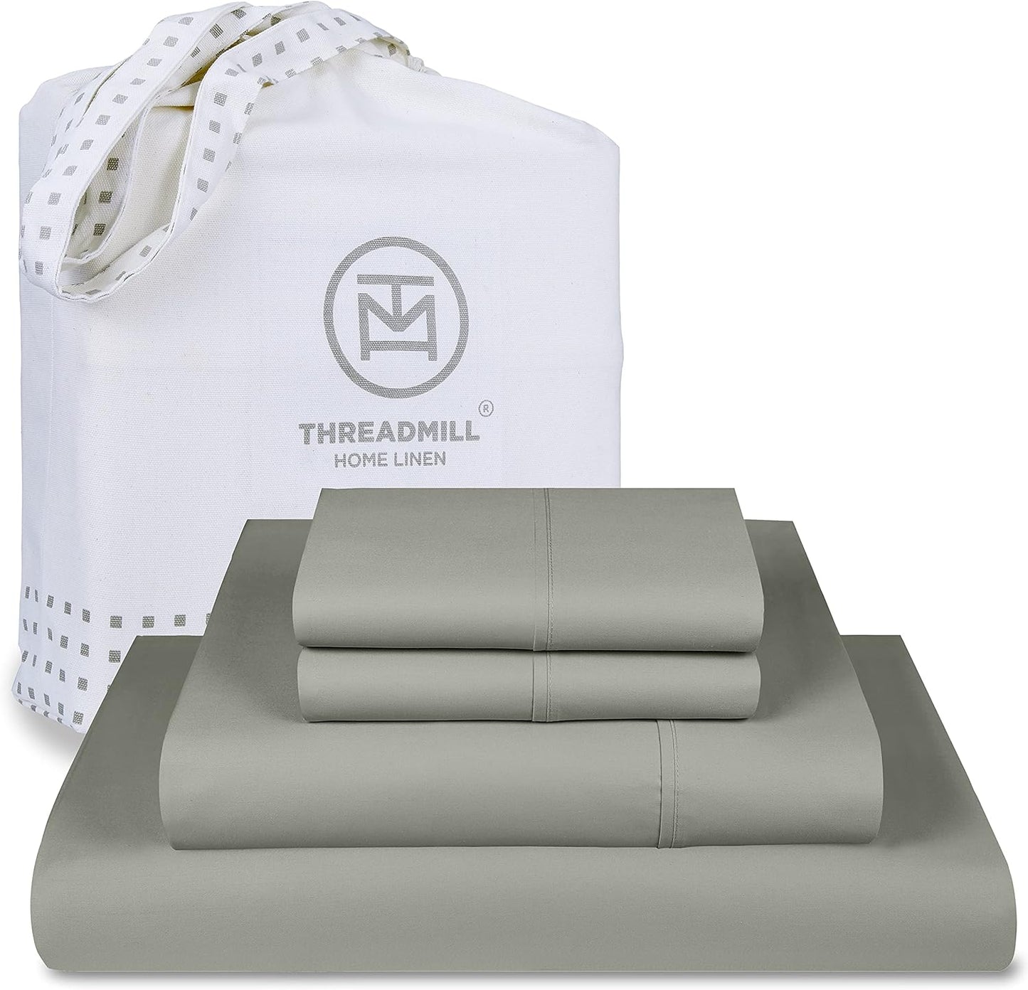 Threadmill Luxury 800 Thread Count King 100% Cotton Sheets - Hotel White Sateen Weave Bed-Sheets, Better Than Egyptian Cotton, 4 Pc Solid Soft Bed Set, Fits 16" Deep Pocket