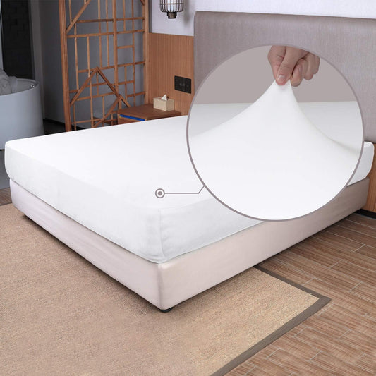 Soft Stretch Full Size Fitted Sheet Only - Jersey Knit, 4-Way Stretchy Snug Fit, Wrinkle Free & Stay in Place, No More Slipping Off for Mattress, Soft & Comfortable - White, Full