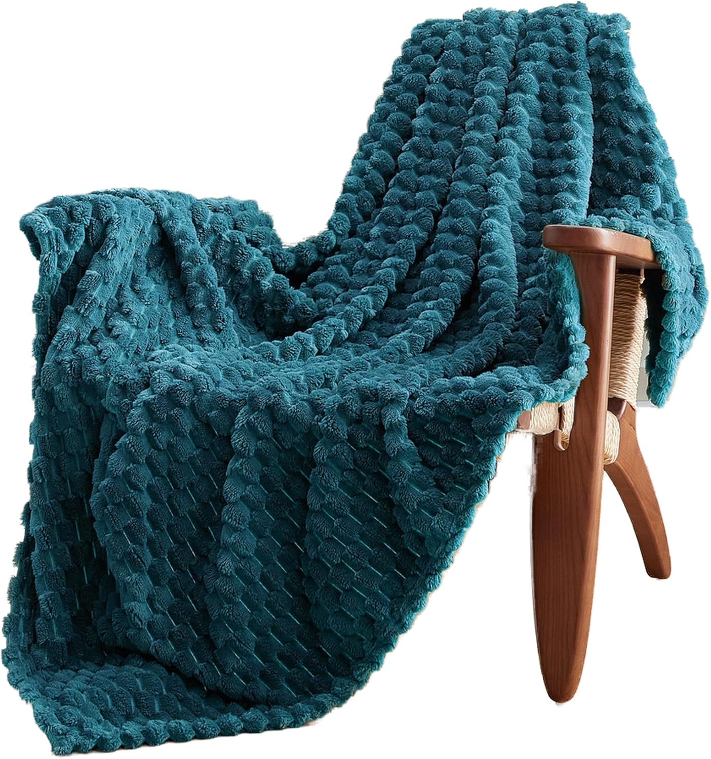 EXQ Home Fleece Throw Blanket for Couch or Bed - 3D Imitation Turtle Shell Jacquard Decorative Blankets - Cozy Soft Lightweight Fuzzy Flannel Blanket Suitable for All Seasons(50"×60",Beige)