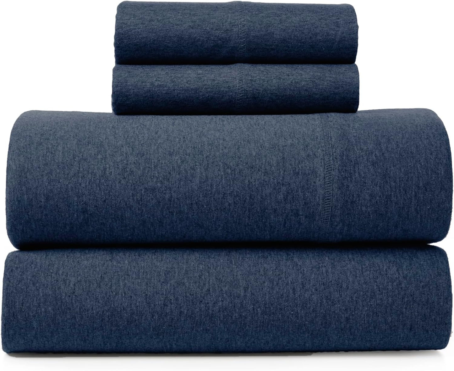 Road Trip America Jersey Knit Sheet Set - 4 Pieces Queen Cotton Sheets Set - Soft Cozy Stretchy Knit Bed Linen (Oatmeal, Queen)