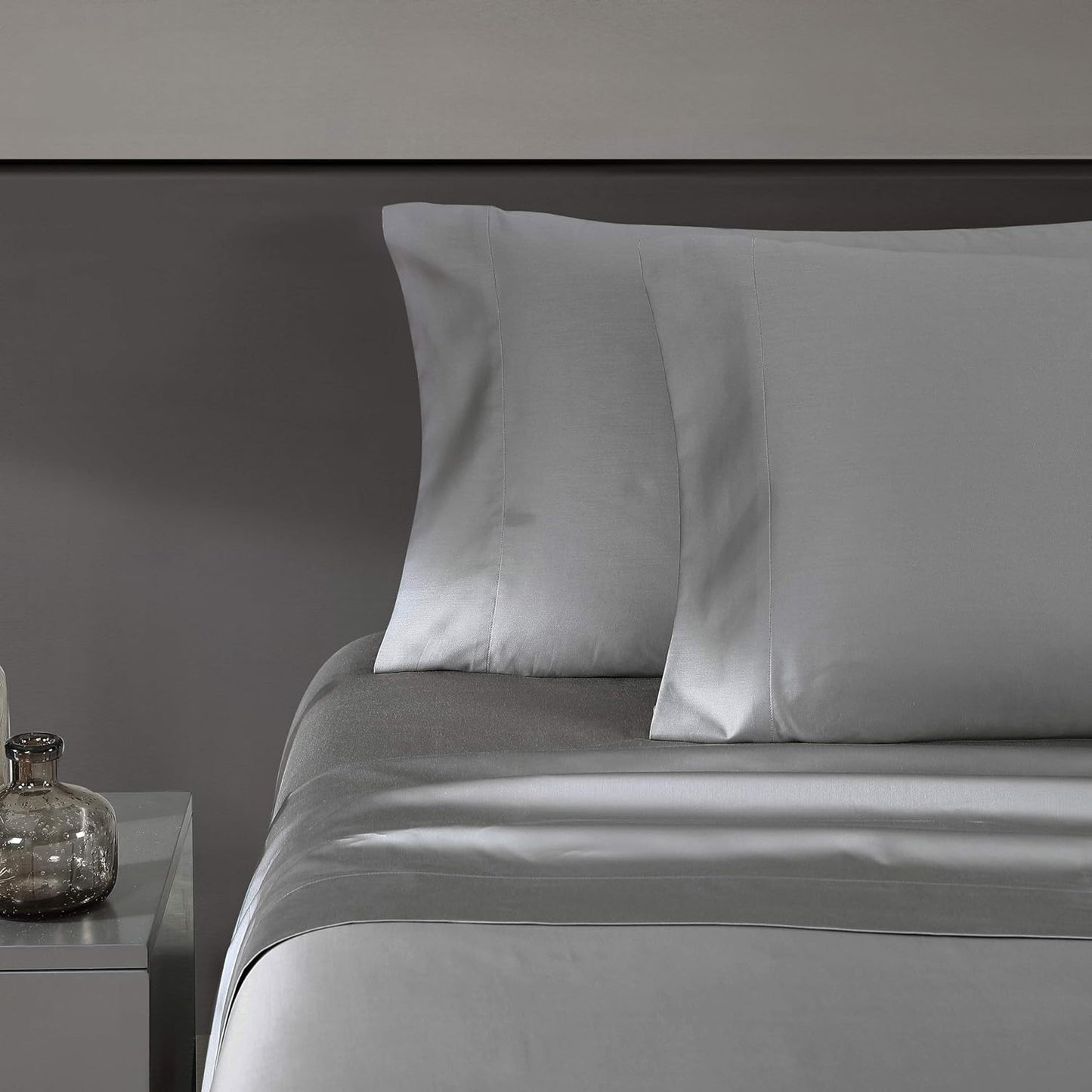 Vera Wang - King Sheet Set, Luxury Sateen Cotton Bedding, 800 Thread Count, Soft & Smooth Home Decor (White,4 pcs, King)