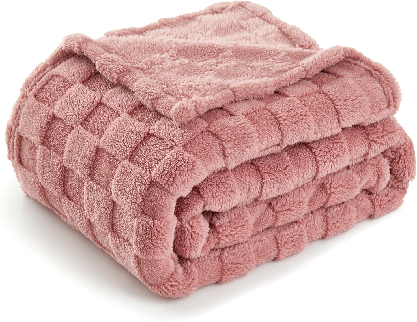 BEDELITE Fleece Throw Blanket for Couch - 300GSM Soft & Warm Fluffy Cream White Blanket, Decorative and Giftable Striped Blankets for Women, Men, 50"x60"