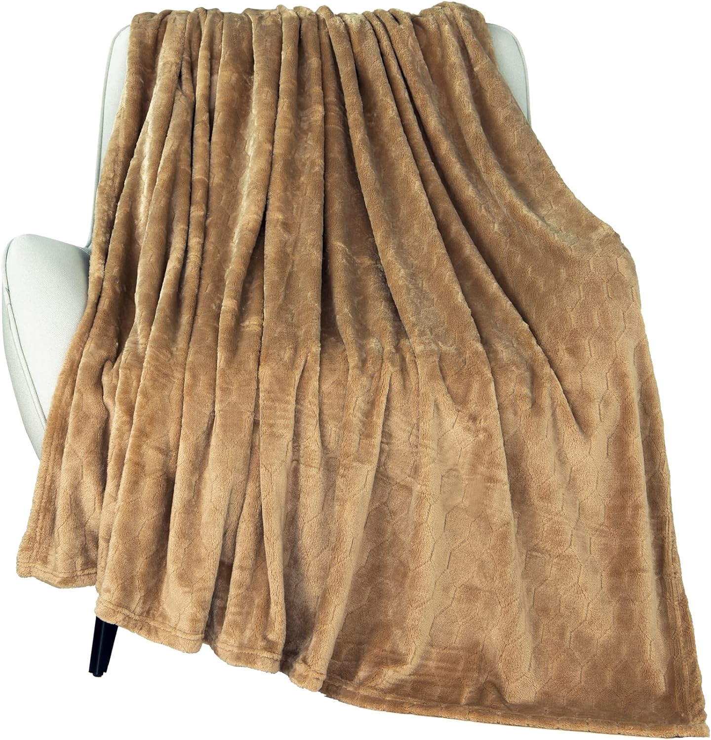 TOONOW Fleece Blanket Super Soft Cozy Throw Blanket 50" x 60", Lightweight Fuzzy Comfy Textured Flannel Blanket Warm Plush Throw Blankets for Couch, Sofa, Bed, Light Grey