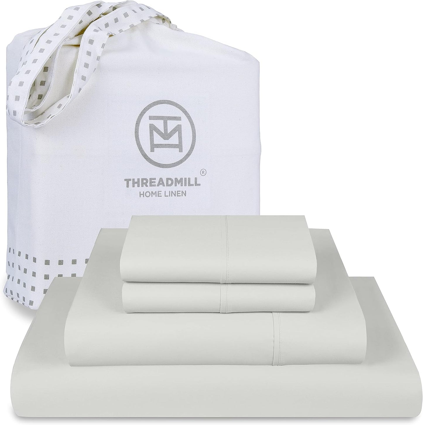 Threadmill Luxury 800 Thread Count King 100% Cotton Sheets - Hotel White Sateen Weave Bed-Sheets, Better Than Egyptian Cotton, 4 Pc Solid Soft Bed Set, Fits 16" Deep Pocket