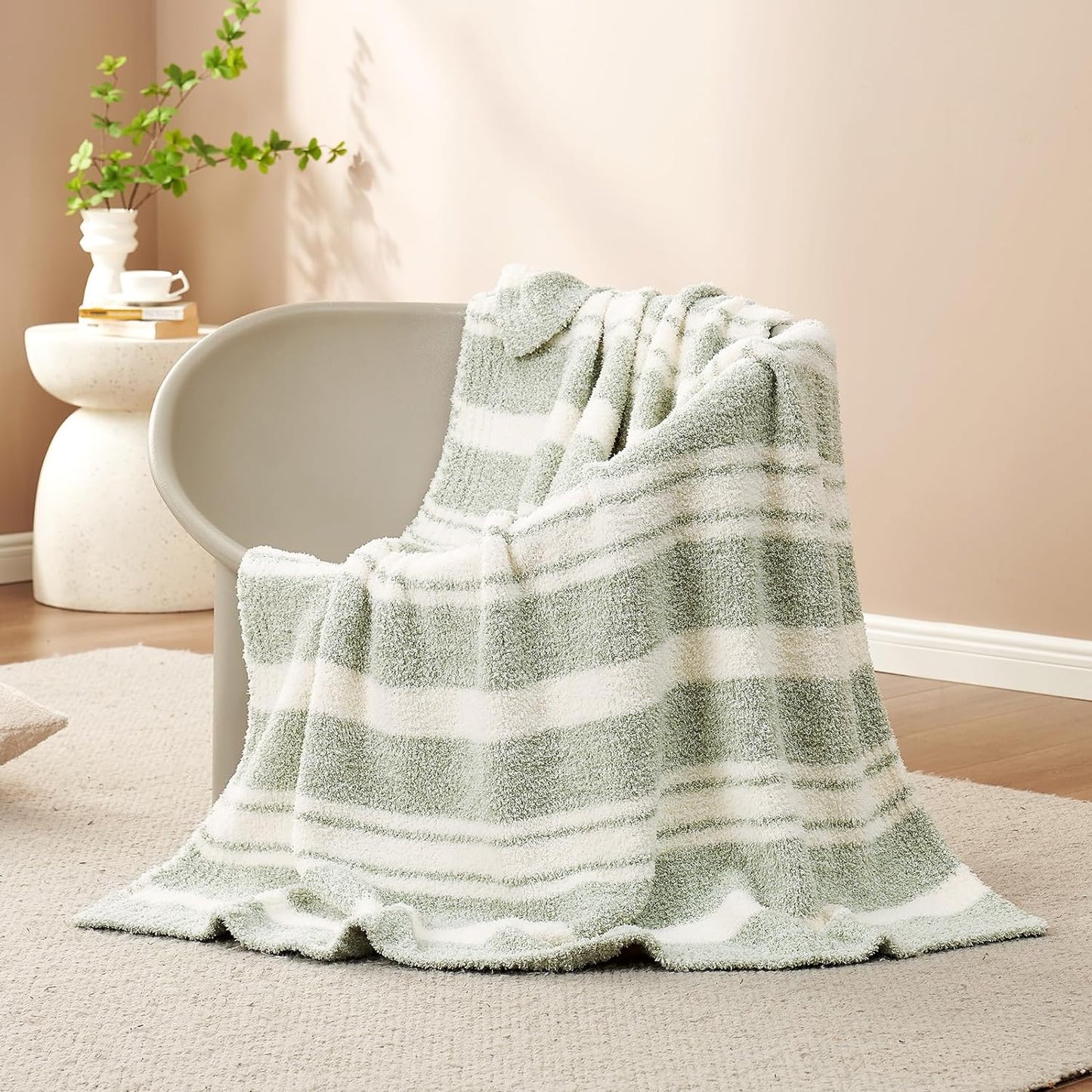 Snuggle Sac Heather Taupe Throw Blanket for Couch, Reversible Super Soft Knitted Blankets Warm Cozy Knit Fuzzy Plush Lightweight Throws for Sofa, Bed, Camping, Picnic, Taupe, 50x60 inches