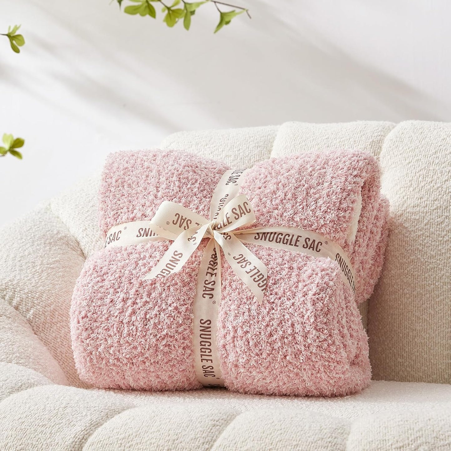 Snuggle Sac Heather Taupe Throw Blanket for Couch, Reversible Super Soft Knitted Blankets Warm Cozy Knit Fuzzy Plush Lightweight Throws for Sofa, Bed, Camping, Picnic, Taupe, 50x60 inches