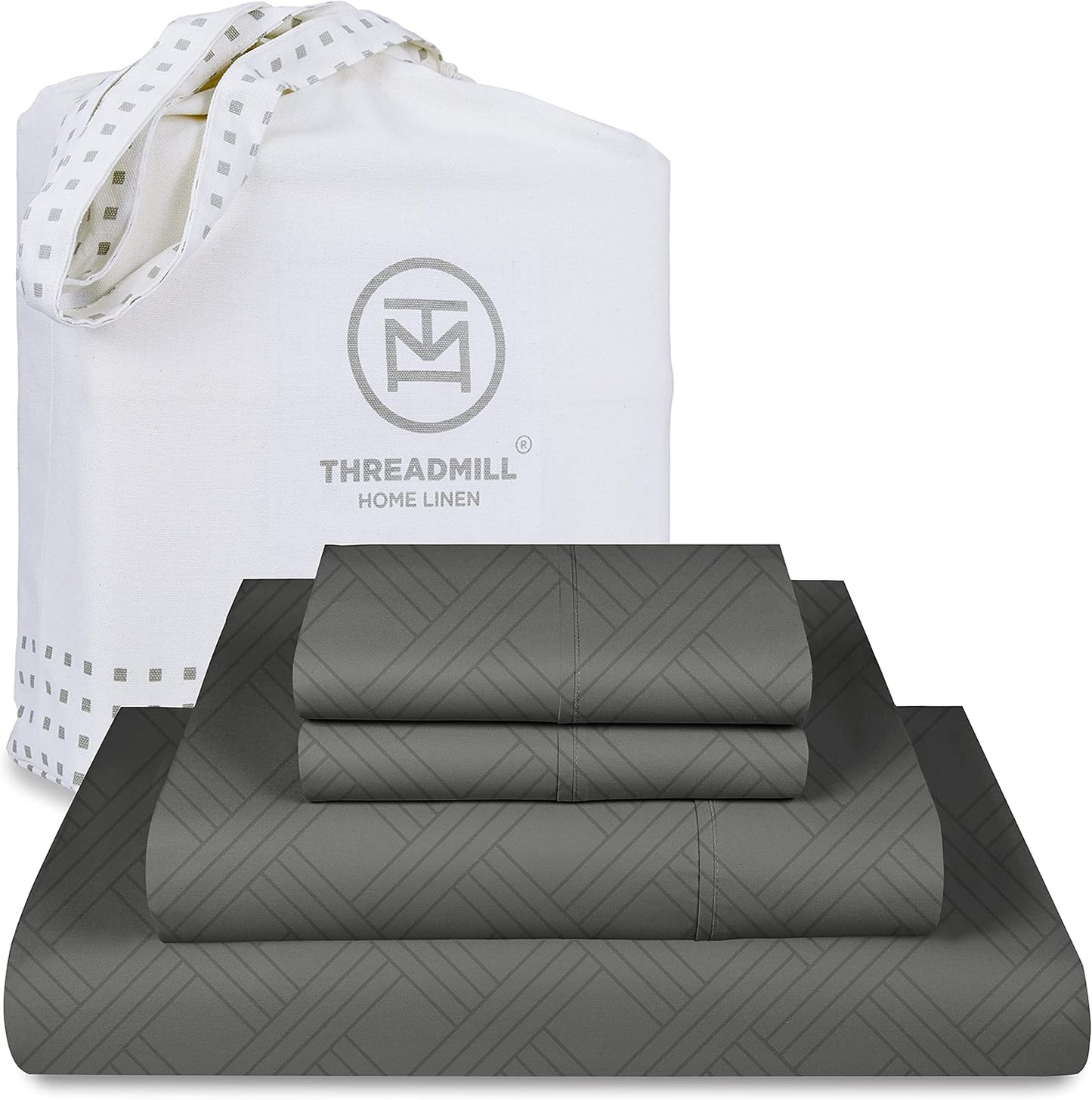 Threadmill Luxury 800 Thread Count Queen 100% Cotton Sheets - Light Grey Sateen Weave Bed-Sheets, Better Than Egyptian Cotton,4 Pc Solid Soft Bed Set, Fits 16" Deep Pocket