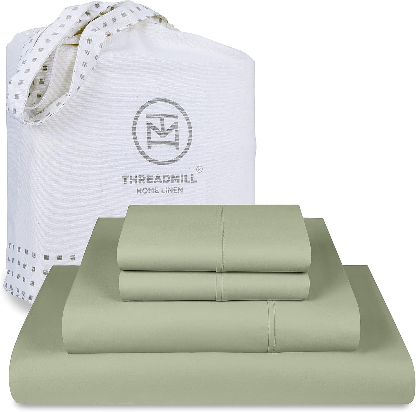 Threadmill 100% American Certified Supima Cotton Sheets King Size - 1200 Thread Count, 4Pc King Size Sheets Set, Smooth Sateen, Ultra Luxury Bed Sheets, 17" Deep Pocket King Sheet Set - White Sheets