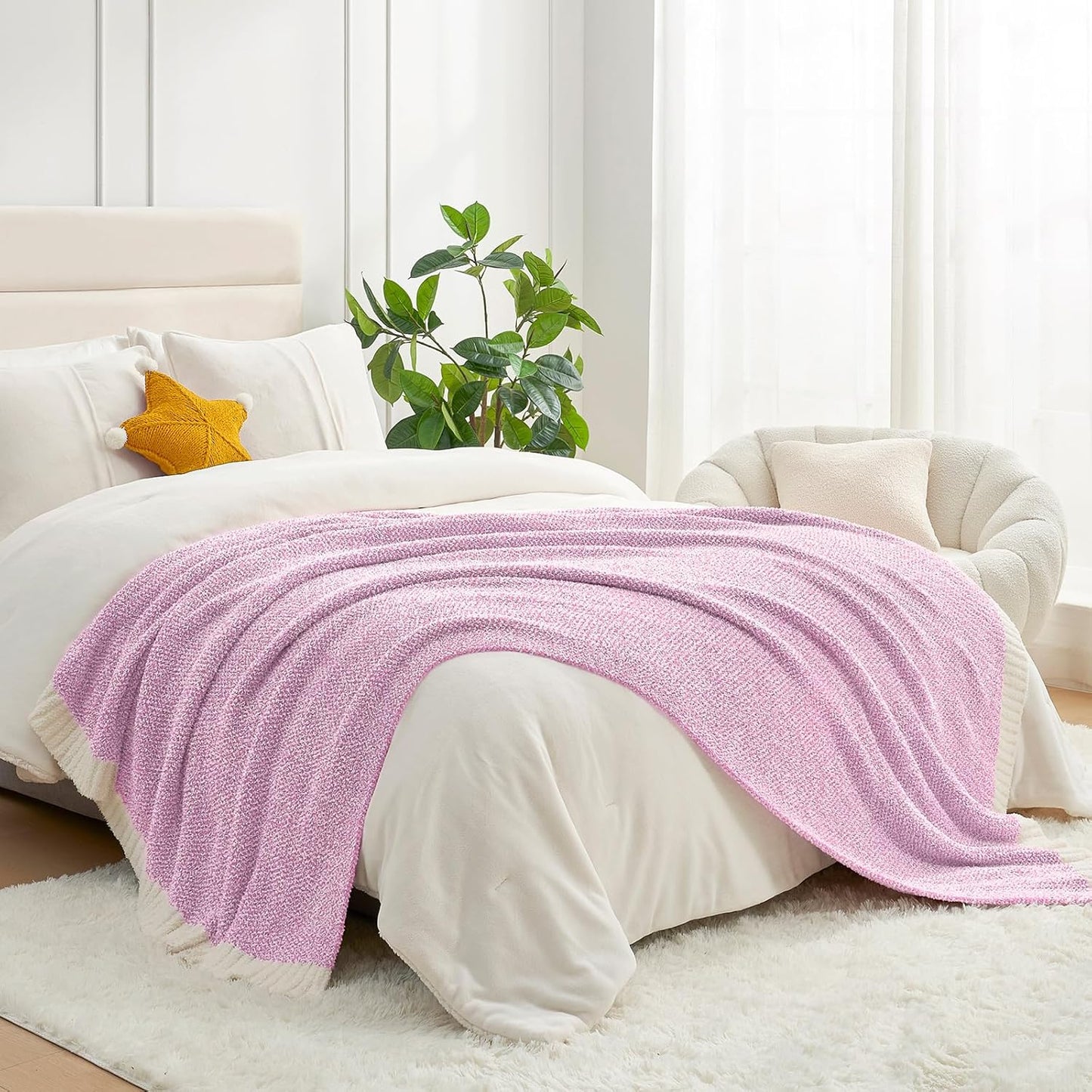 Snuggle Sac Heather Taupe Throw Blanket for Couch, Reversible Super Soft Knitted Blankets Warm Cozy Knit Fuzzy Plush Lightweight Throws for Sofa, Bed, Camping, Picnic, Taupe, 50x60 inches