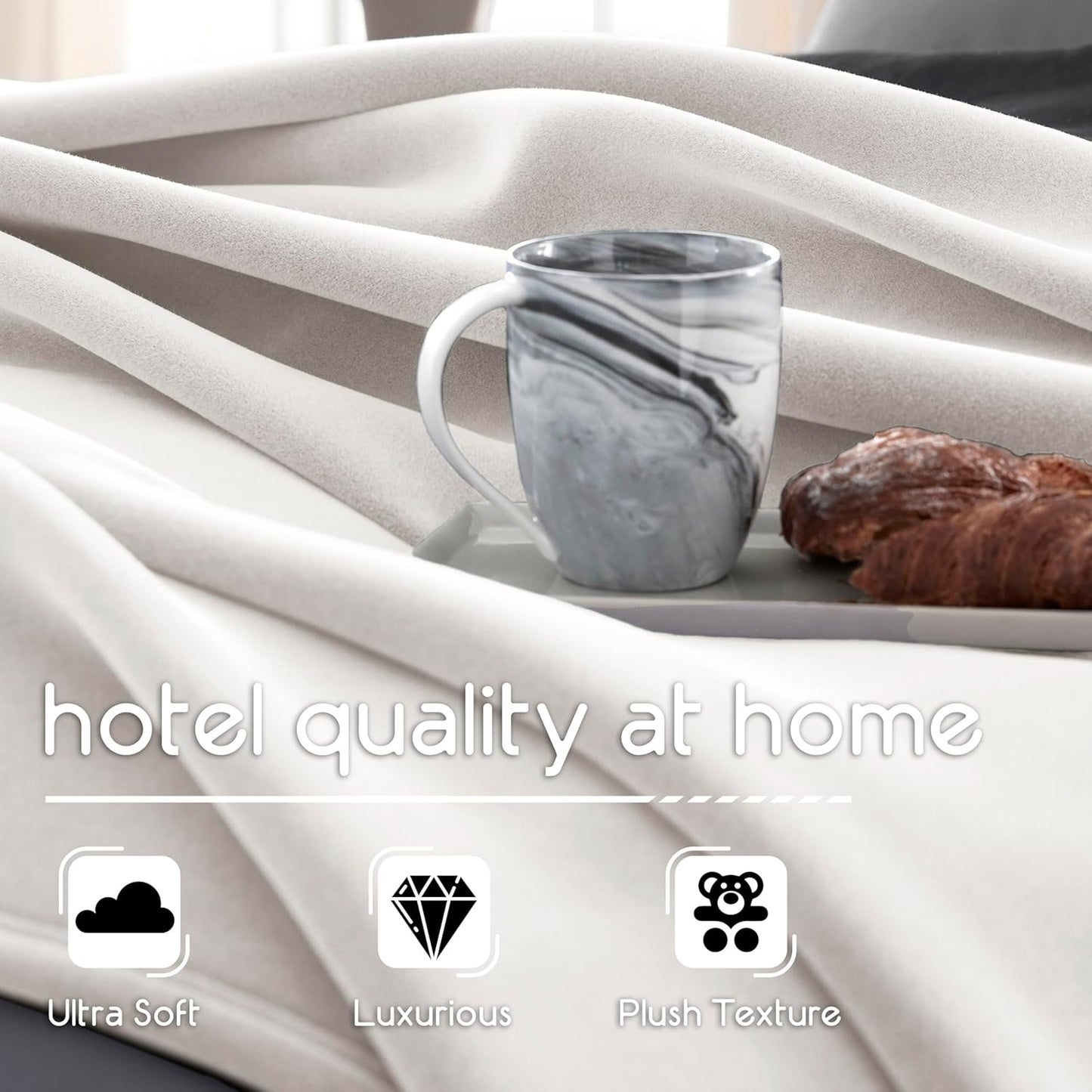 Vellux Queen Size Blanket - All Season Luxury Warm Micro plush Lightweight Thermal Fleece Blankets - Perfect For Couch Bed Sofa - Breathable Bed Blankets Queen Size - Hotel Quality (90x90 Inch, Ivory)