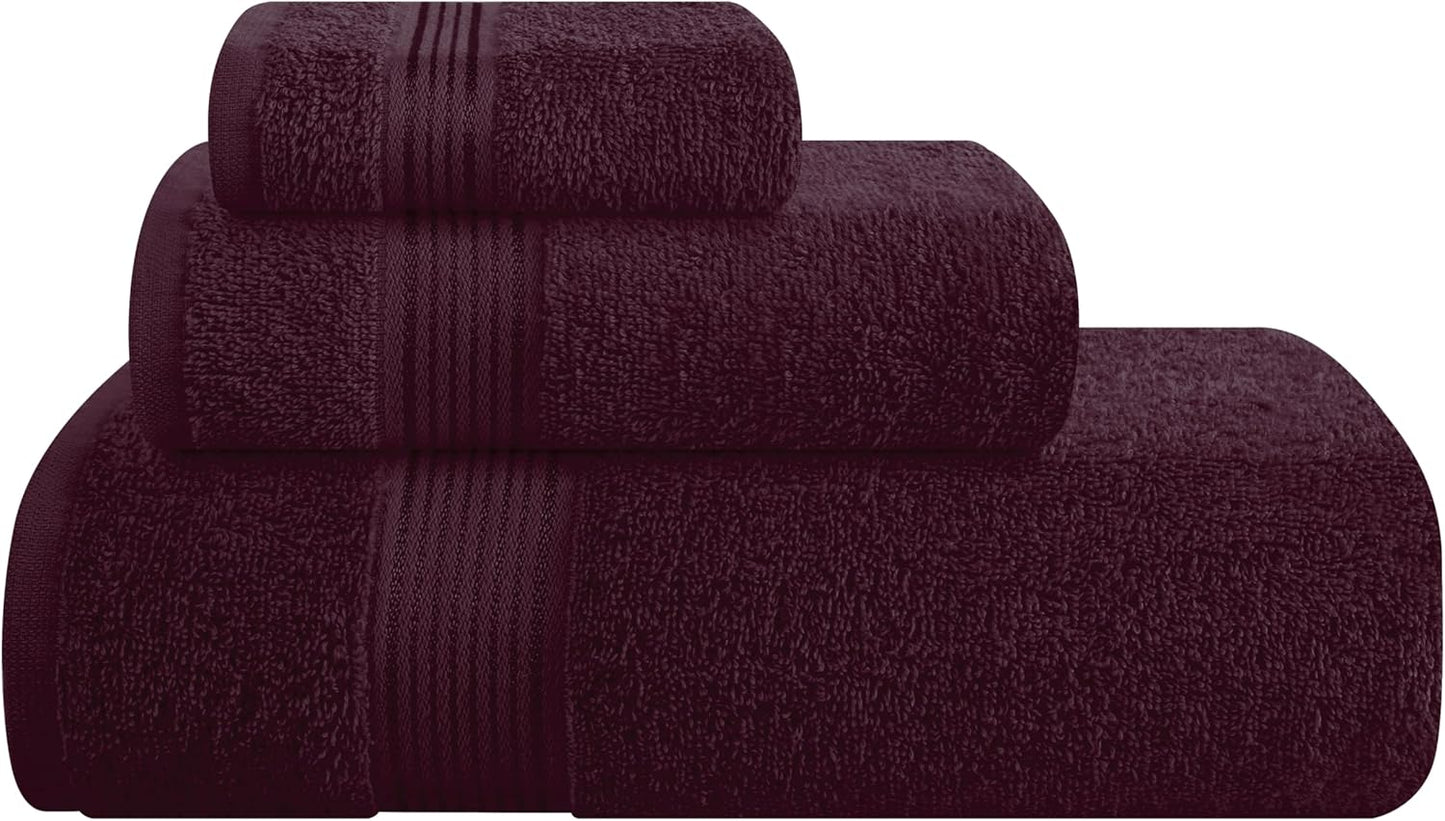 Belizzi Home Ultra Soft 3 Pack Cotton Towel Set, Contains a Bath Towel 28x55 inch, a Hand Towel 16x24 inch & a Wash Coth 12x12 inch, Ideal Everyday use, Compact & Lightweight - Black