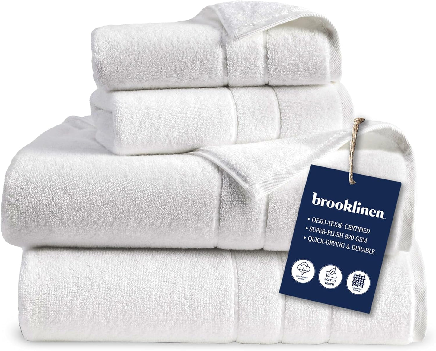 Brooklinen Super-Plush Turkish Cotton Bath Towels Set of 2 Cotton, 820 GSM, Machine Washable, Perfect Bath Towels for Bathroom, Spa & Shower (30" x 58", Smoke Grey)