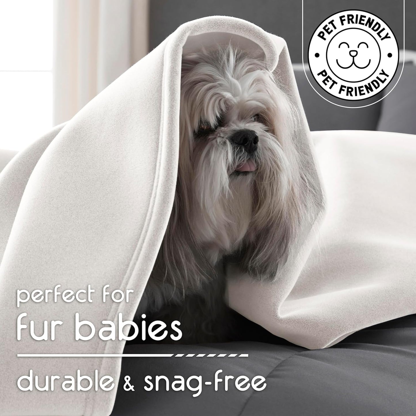Vellux Queen Size Blanket - All Season Luxury Warm Micro plush Lightweight Thermal Fleece Blankets - Perfect For Couch Bed Sofa - Breathable Bed Blankets Queen Size - Hotel Quality (90x90 Inch, Ivory)