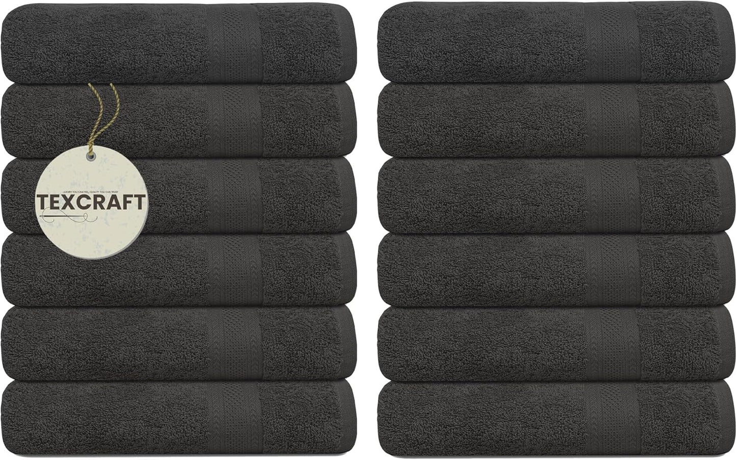 Medium Size Bath Towels Set of 6 – 100% Cotton Terry – 24" x 48" – Quick Dry, Soft & Highly Absorbent – Light Grey Towels for Bathroom, Gym, Spa, Pool & Daily Use