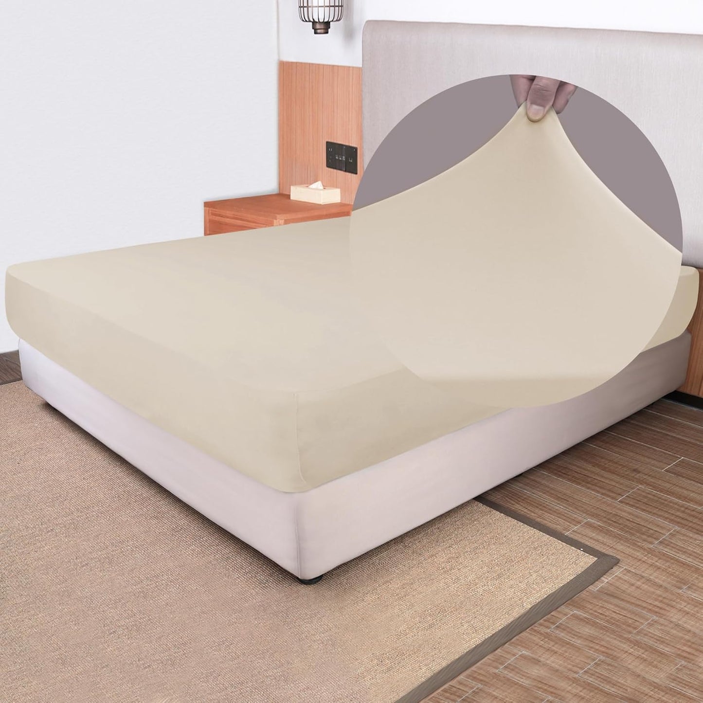 Soft Stretch Full Size Fitted Sheet Only - Jersey Knit, 4-Way Stretchy Snug Fit, Wrinkle Free & Stay in Place, No More Slipping Off for Mattress, Soft & Comfortable - White, Full