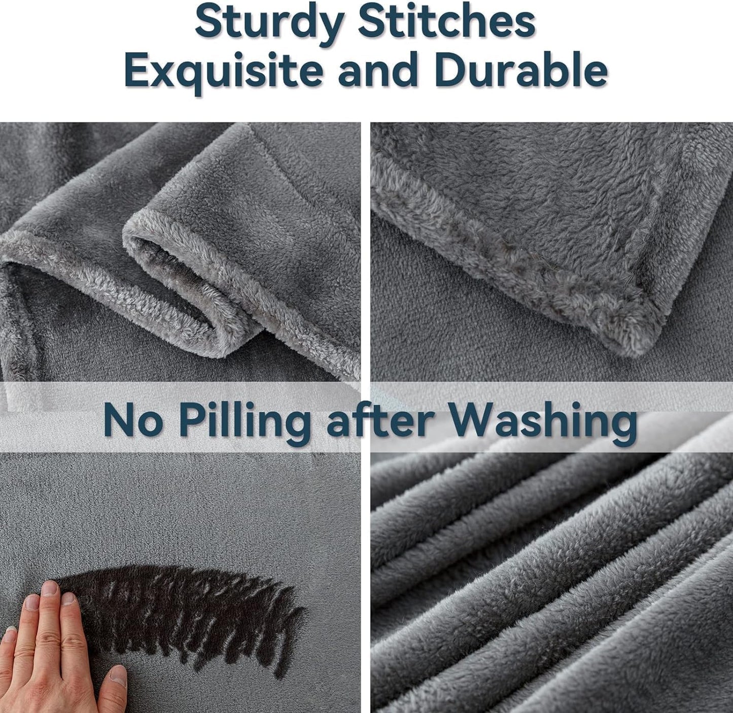 Fleece Blanket Lightweight Throw Blankets for Sofa,Couch,Bed,Super Soft Cozy Microfiber Blanket(Grey，5060)