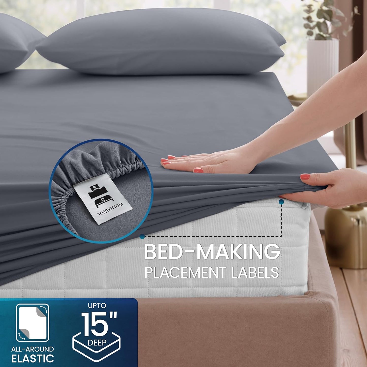 Utopia Bedding Queen Sheet Set – Brushed Microfiber – Ultra Soft Bed Sheets for Queen Size Bed Set – Deep Pocket, Wrinkle & Fade Resistant – Includes 1 Fitted, 1 Flat, 2 Pillowcases (Grey)
