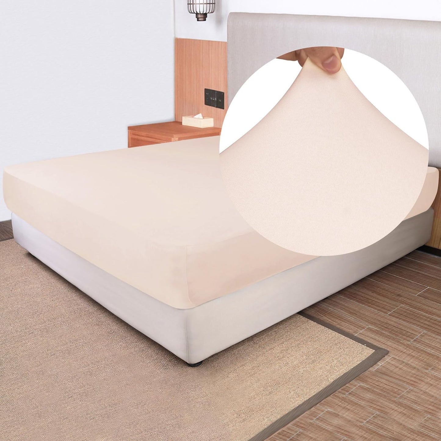 Soft Stretch Full Size Fitted Sheet Only - Jersey Knit, 4-Way Stretchy Snug Fit, Wrinkle Free & Stay in Place, No More Slipping Off for Mattress, Soft & Comfortable - White, Full