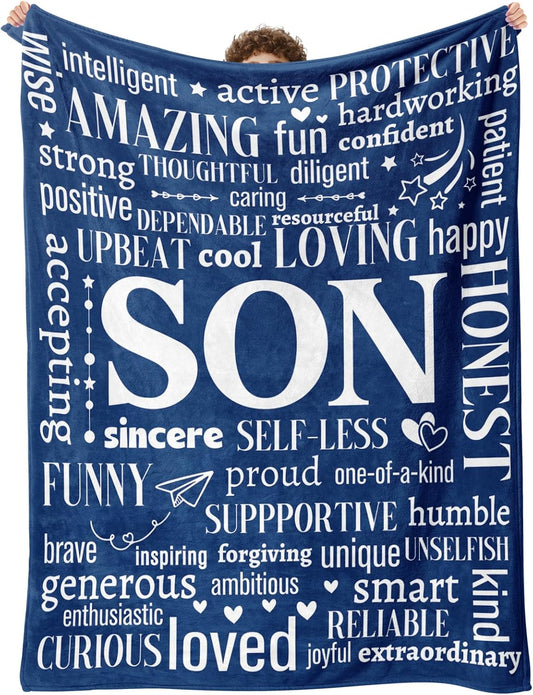 Gifts for Son Blanket Son Gifts from Mom and Dad Birthday Gift for Son Graduation Gift for Son Father Day Mother Day Son Birthday Christmas Baptism Easter Gifts for Grown Teen Son Blanket 50"x60"