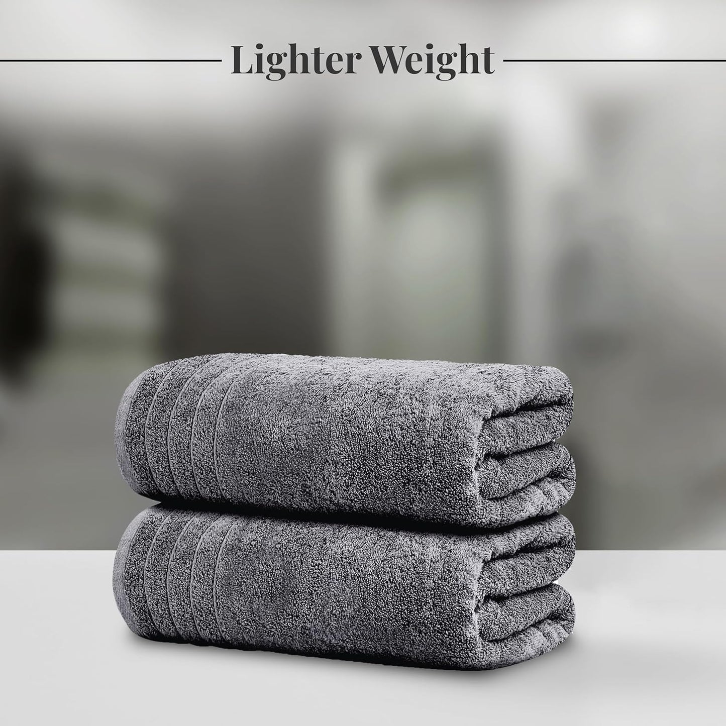 Tens Towels Pack of 8 Towels Set, 2 Extra Large Bath, 2 Hand, 4 Washcloths, 100% Cotton, Lighter Weight, Quicker to Dry, Super Absorbent, Perfect for Bathroom, Dark Grey