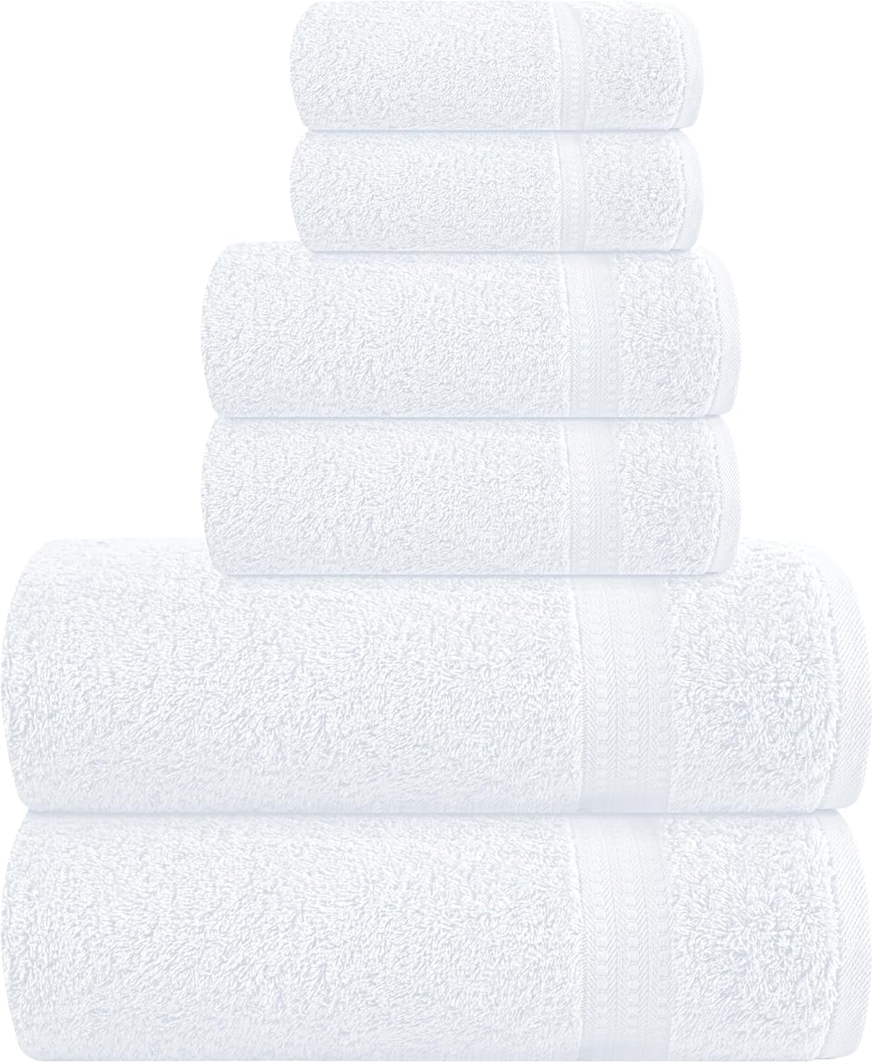 6 Piece Towel Set, 100% Combed Cotton - 2 Bath Towels, 2 Hand Towels, 2 Wash Cloths - 500 GSM Luxury Hotel Quality Ultra Soft Highly Absorbent Towel Set for Bathroom - Tan