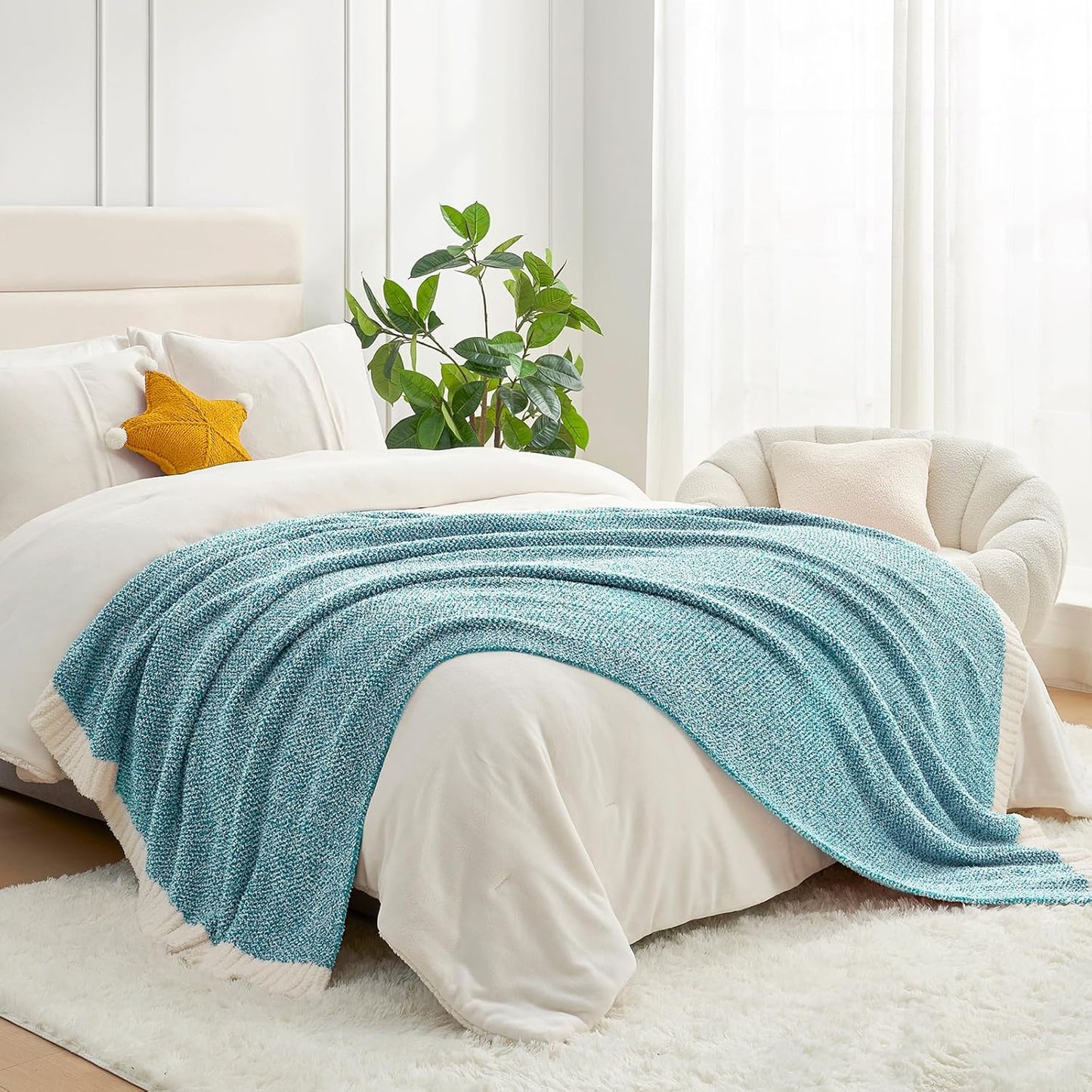 Snuggle Sac Heather Taupe Throw Blanket for Couch, Reversible Super Soft Knitted Blankets Warm Cozy Knit Fuzzy Plush Lightweight Throws for Sofa, Bed, Camping, Picnic, Taupe, 50x60 inches