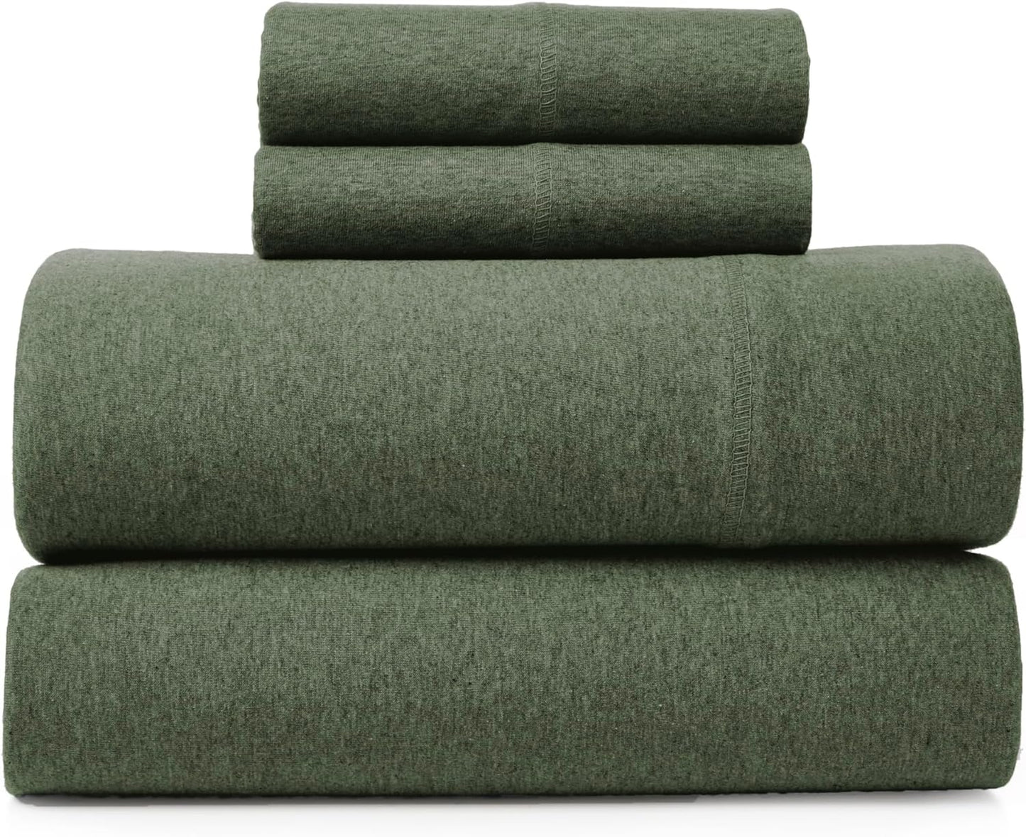Road Trip America Jersey Knit Sheet Set - 4 Pieces Queen Cotton Sheets Set - Soft Cozy Stretchy Knit Bed Linen (Oatmeal, Queen)