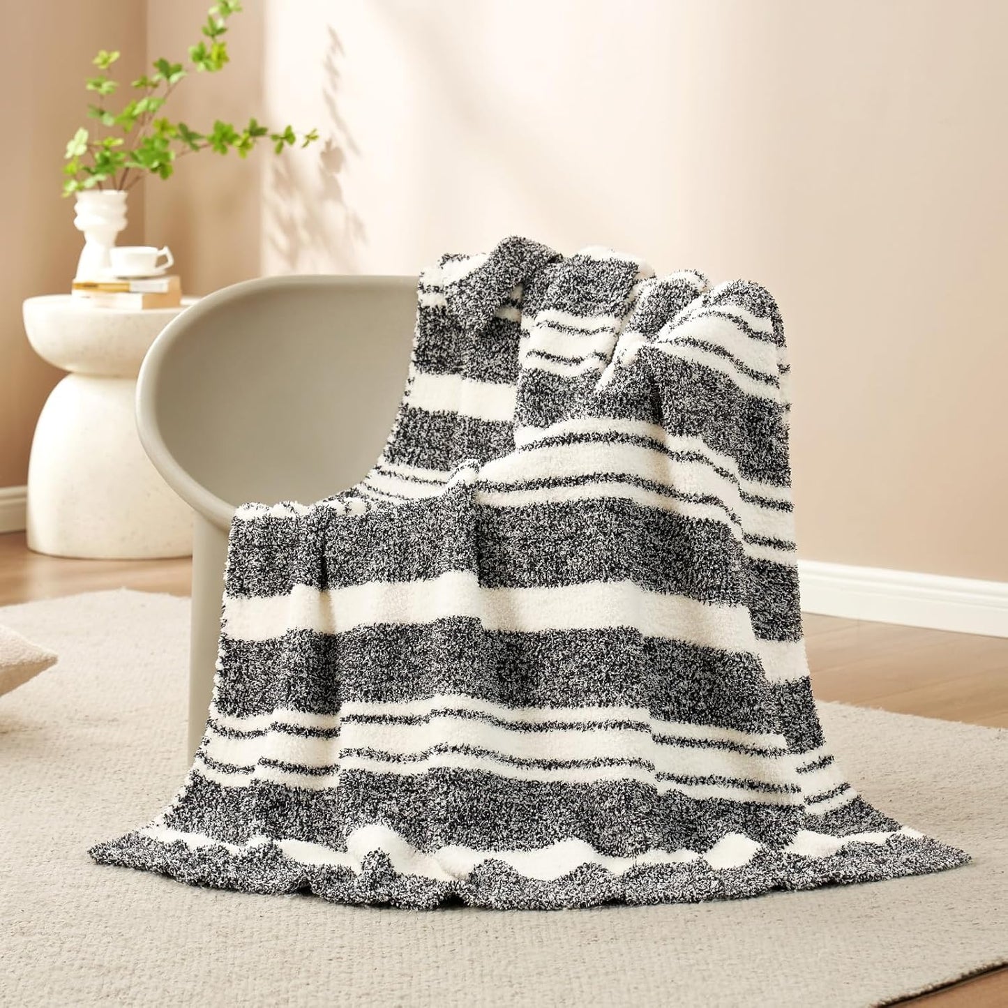 Snuggle Sac Heather Taupe Throw Blanket for Couch, Reversible Super Soft Knitted Blankets Warm Cozy Knit Fuzzy Plush Lightweight Throws for Sofa, Bed, Camping, Picnic, Taupe, 50x60 inches
