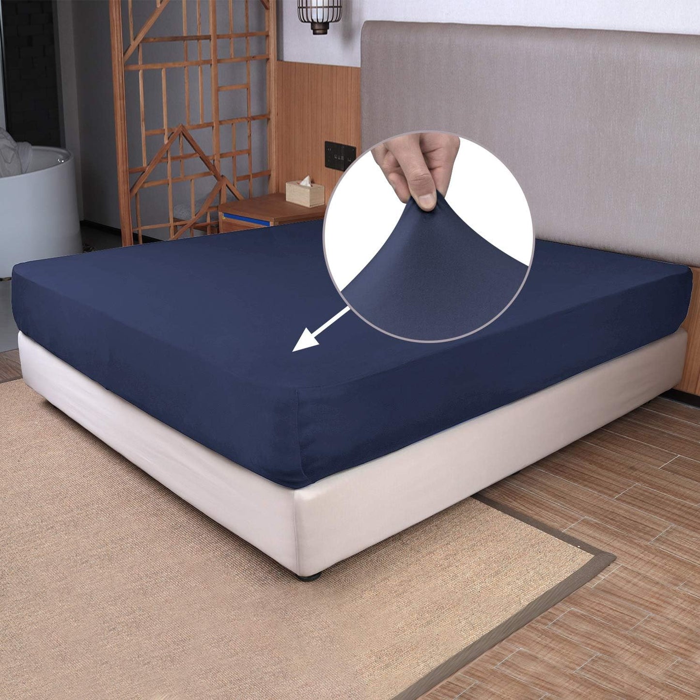 Soft Stretch Full Size Fitted Sheet Only - Jersey Knit, 4-Way Stretchy Snug Fit, Wrinkle Free & Stay in Place, No More Slipping Off for Mattress, Soft & Comfortable - White, Full