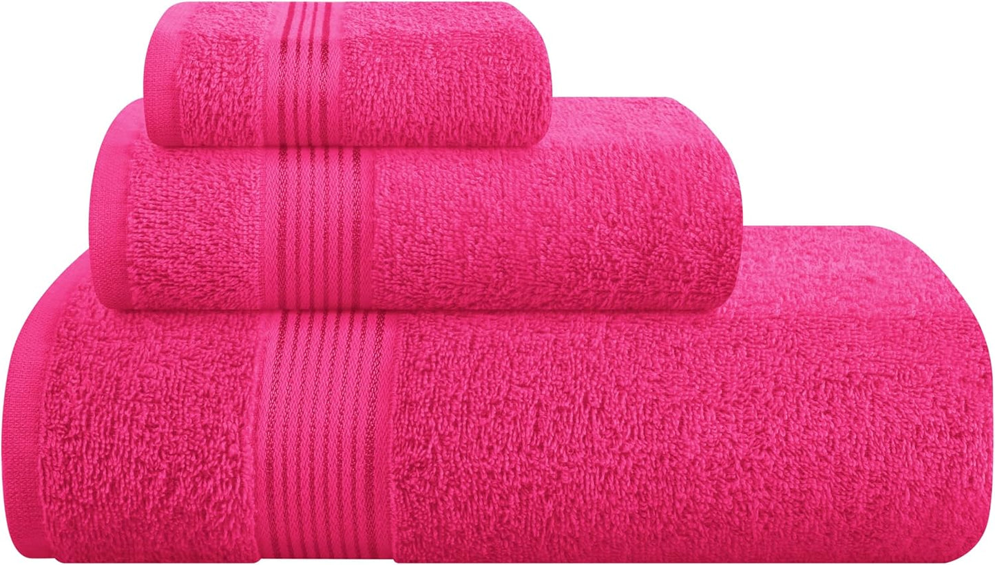 Belizzi Home Ultra Soft 3 Pack Cotton Towel Set, Contains a Bath Towel 28x55 inch, a Hand Towel 16x24 inch & a Wash Coth 12x12 inch, Ideal Everyday use, Compact & Lightweight - Black