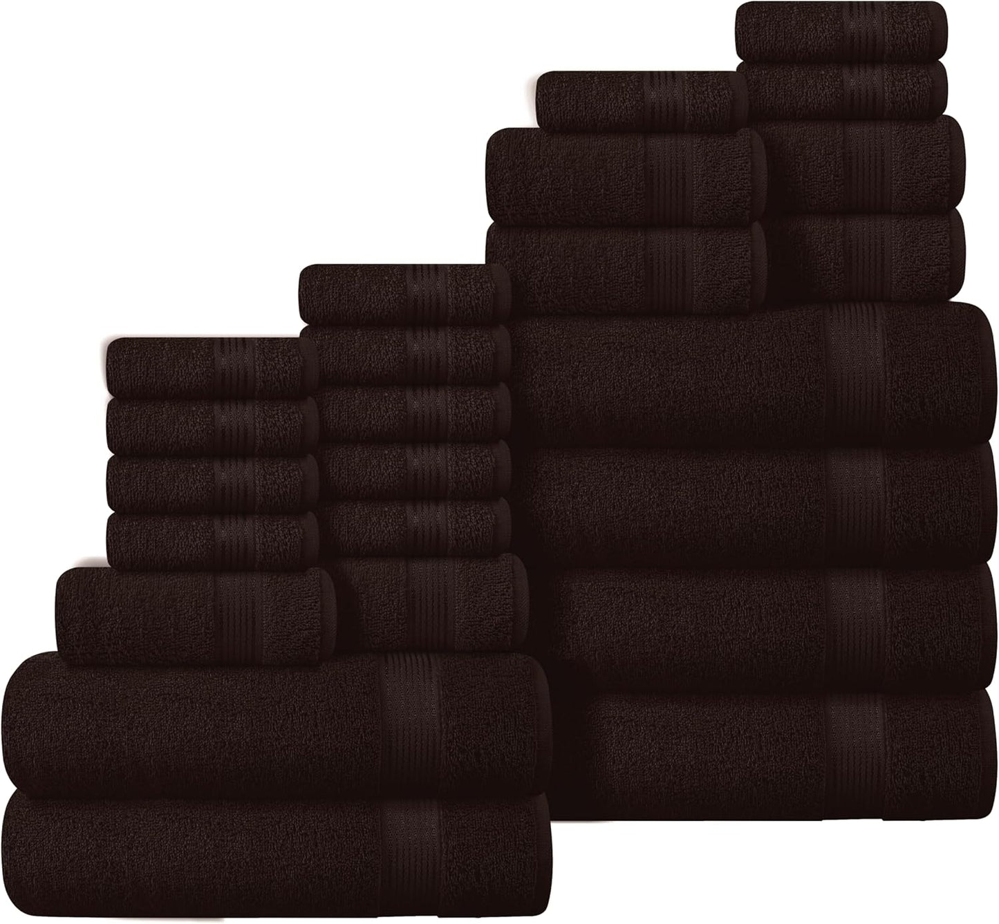 Belizzi Home Ultra Soft 3 Pack Cotton Towel Set, Contains a Bath Towel 28x55 inch, a Hand Towel 16x24 inch & a Wash Coth 12x12 inch, Ideal Everyday use, Compact & Lightweight - Black