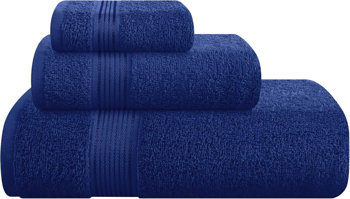 Belizzi Home Ultra Soft 3 Pack Cotton Towel Set, Contains a Bath Towel 28x55 inch, a Hand Towel 16x24 inch & a Wash Coth 12x12 inch, Ideal Everyday use, Compact & Lightweight - Black